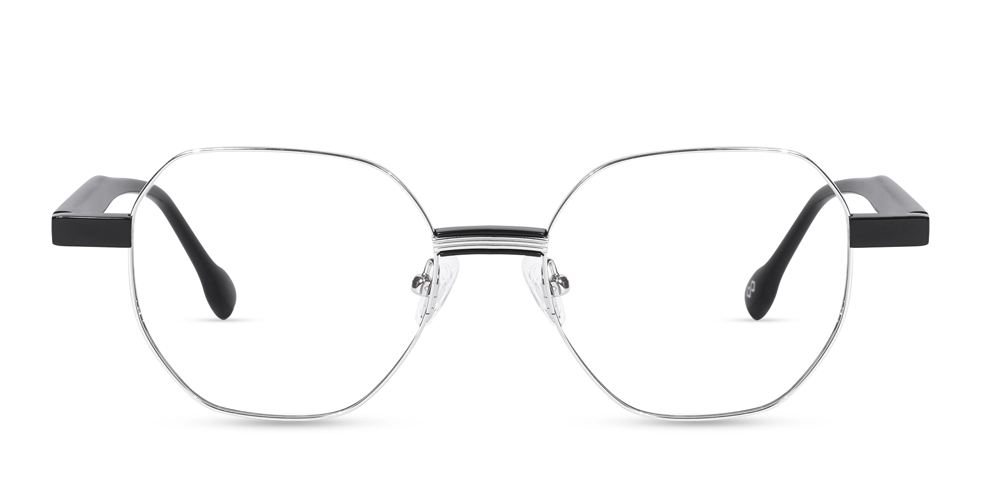 Silver Geometric Metal Full Rim Eyeglassses-1