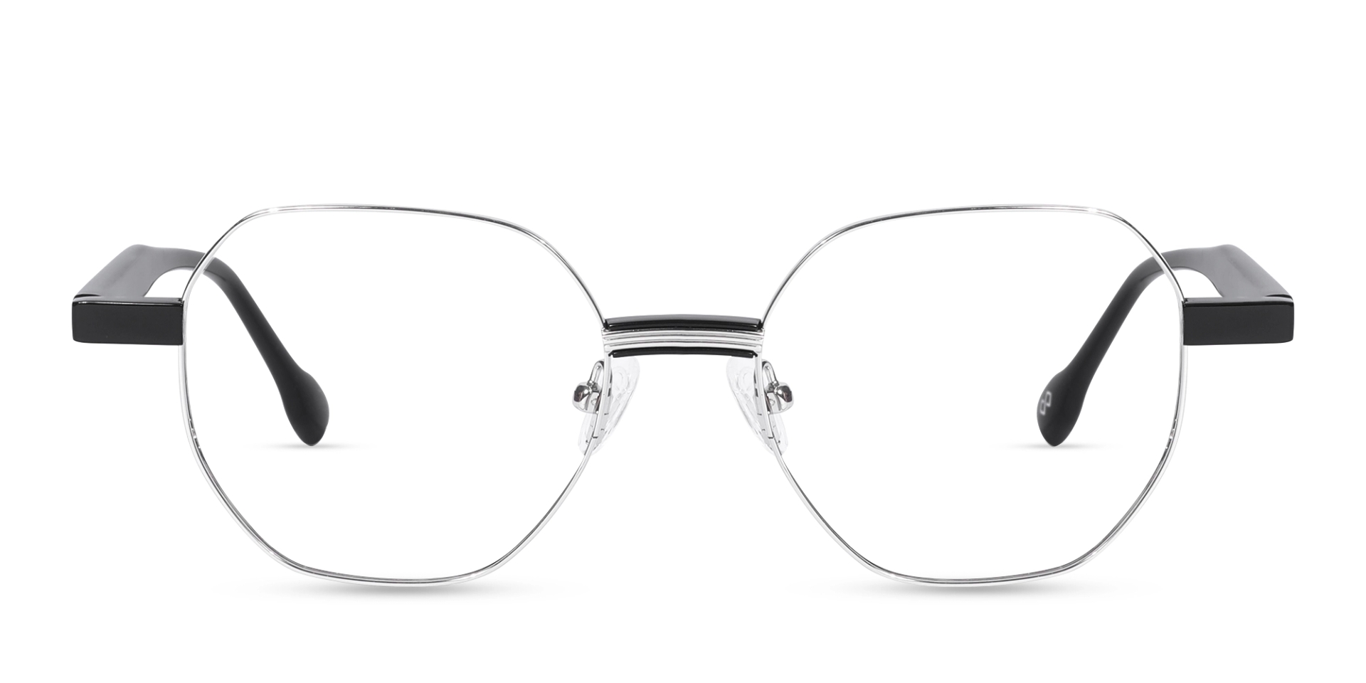 Silver Geometric Metal Full Rim Eyeglassses-1