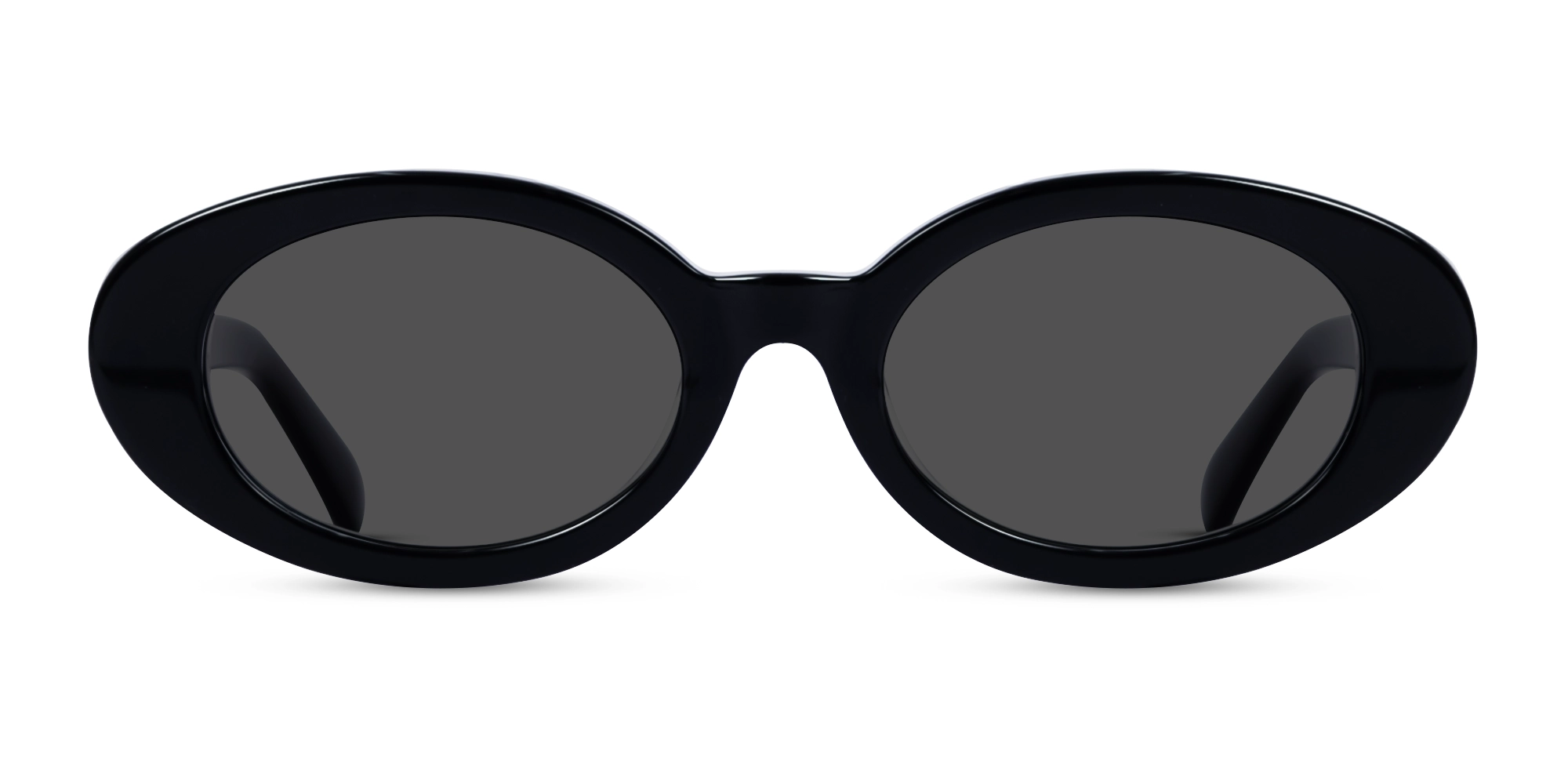 Black Oval Frame With Dark Grey Tint Sunglasses