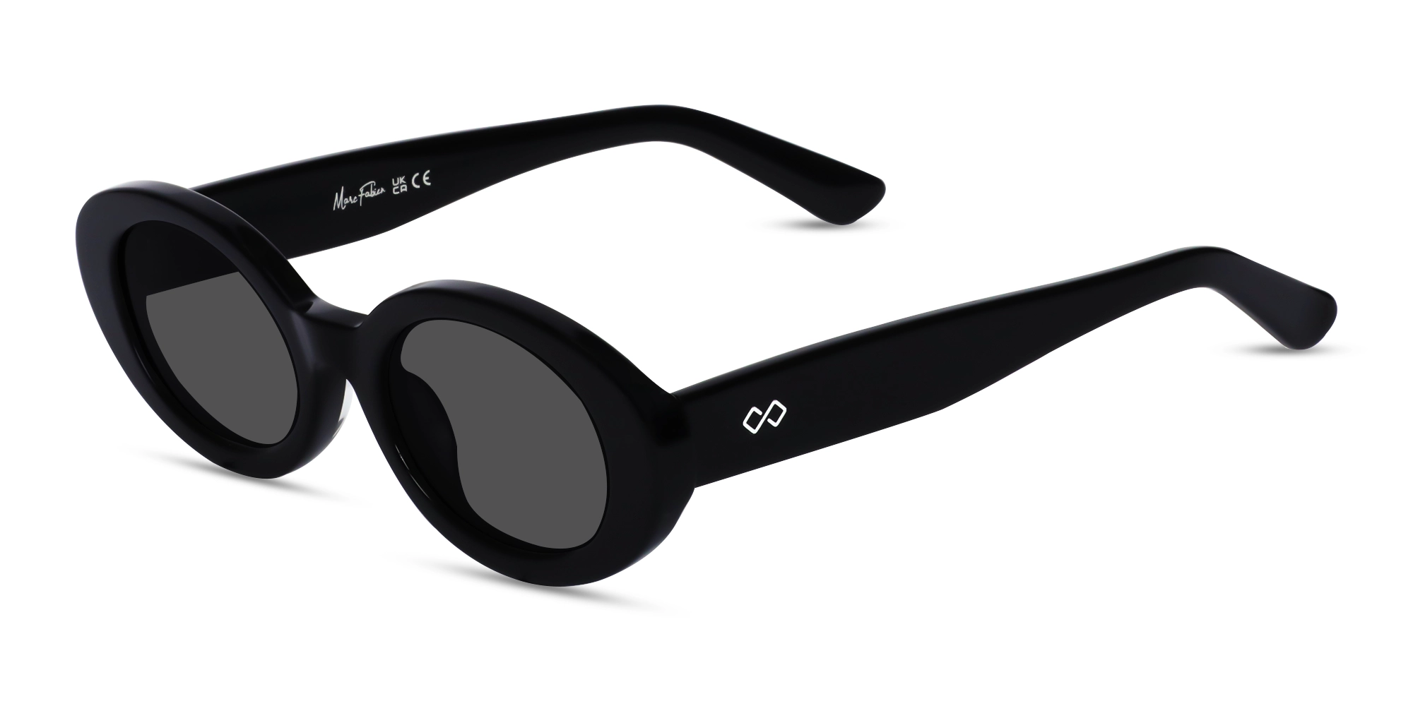 Black Oval Frame With Dark Grey Tint Sunglasses