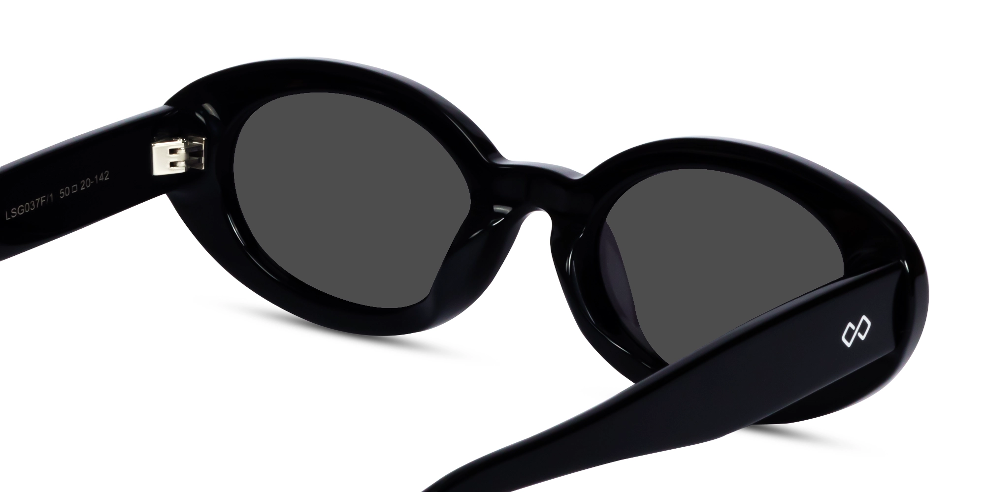 Black Oval Frame With Dark Grey Tint Sunglasses