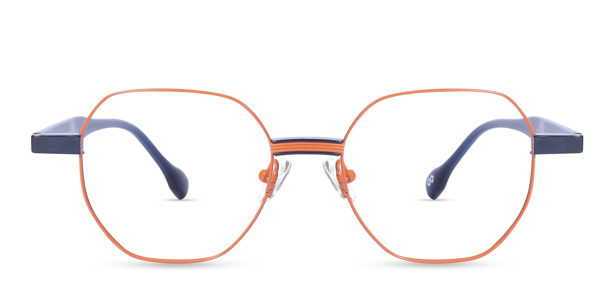 Orange Hexagonal Metal Full Rim Glasses-1