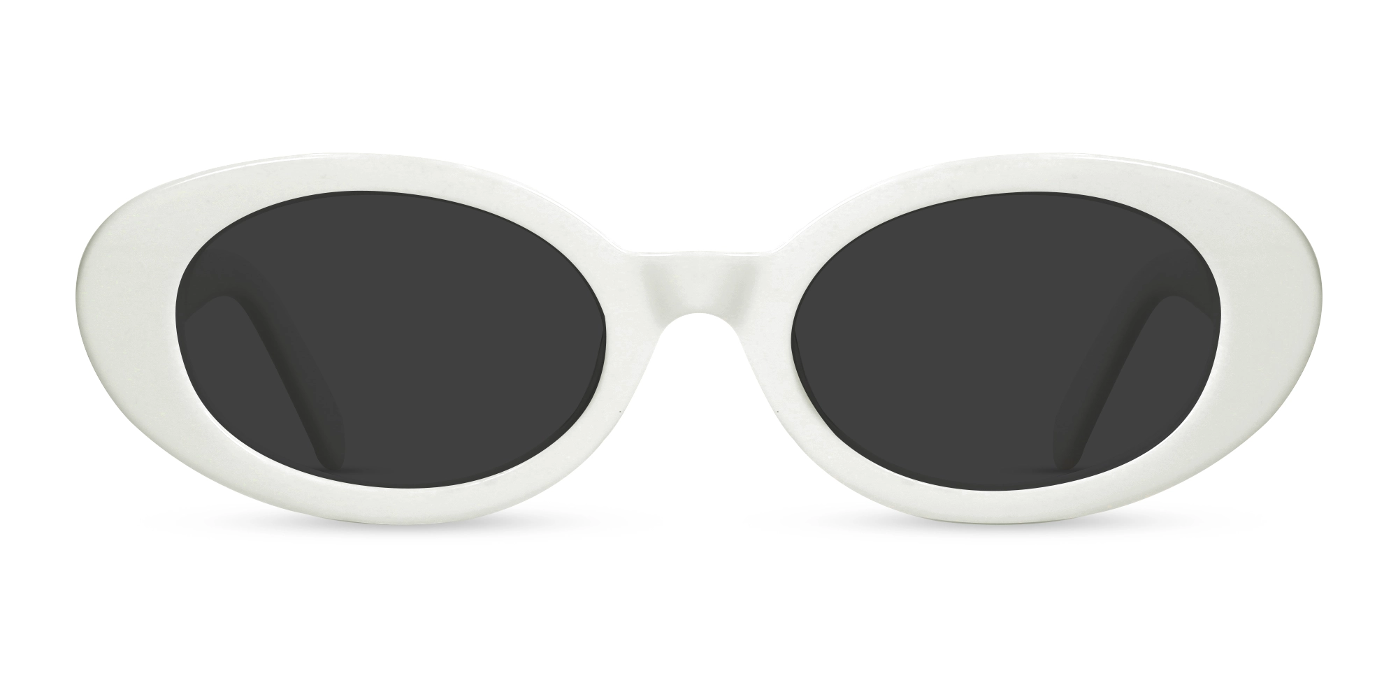 White Oval Frame With Grey Tint Sunglasses