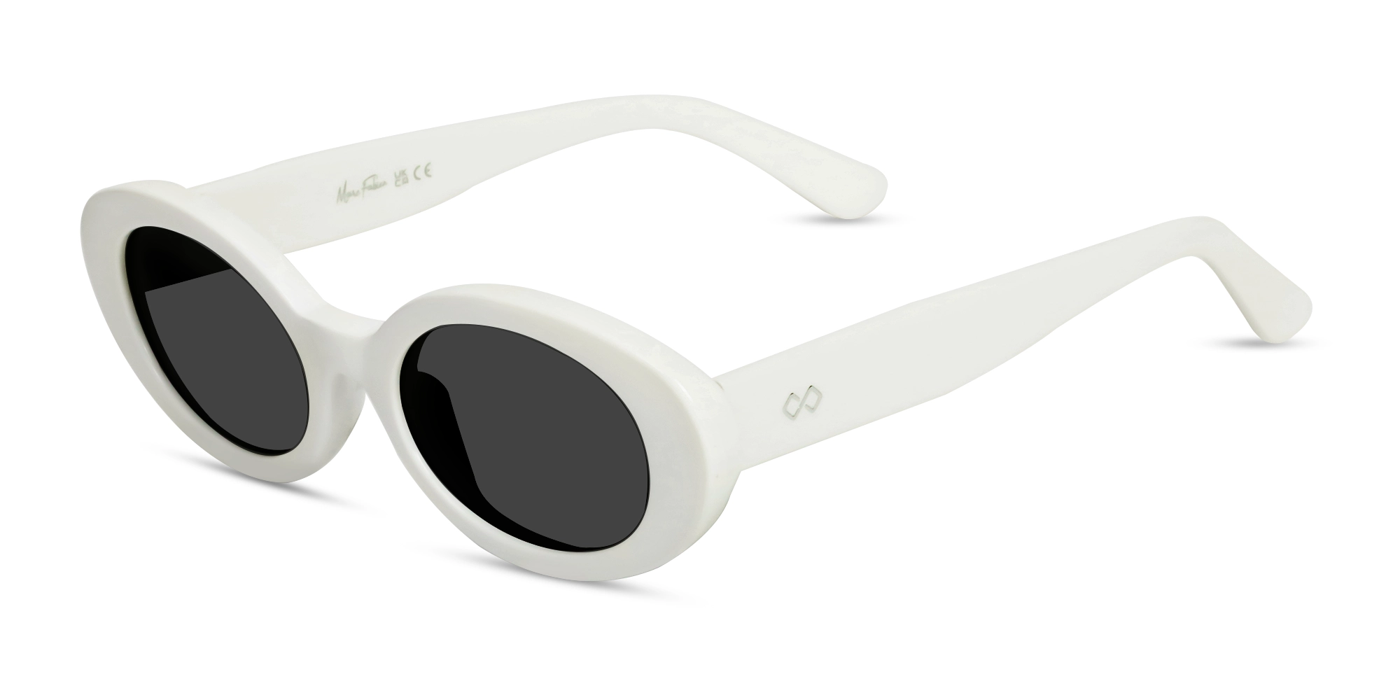 White Oval Frame With Grey Tint Sunglasses