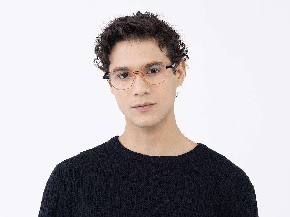 Orange Hexagonal Metal Full Rim Glasses 41