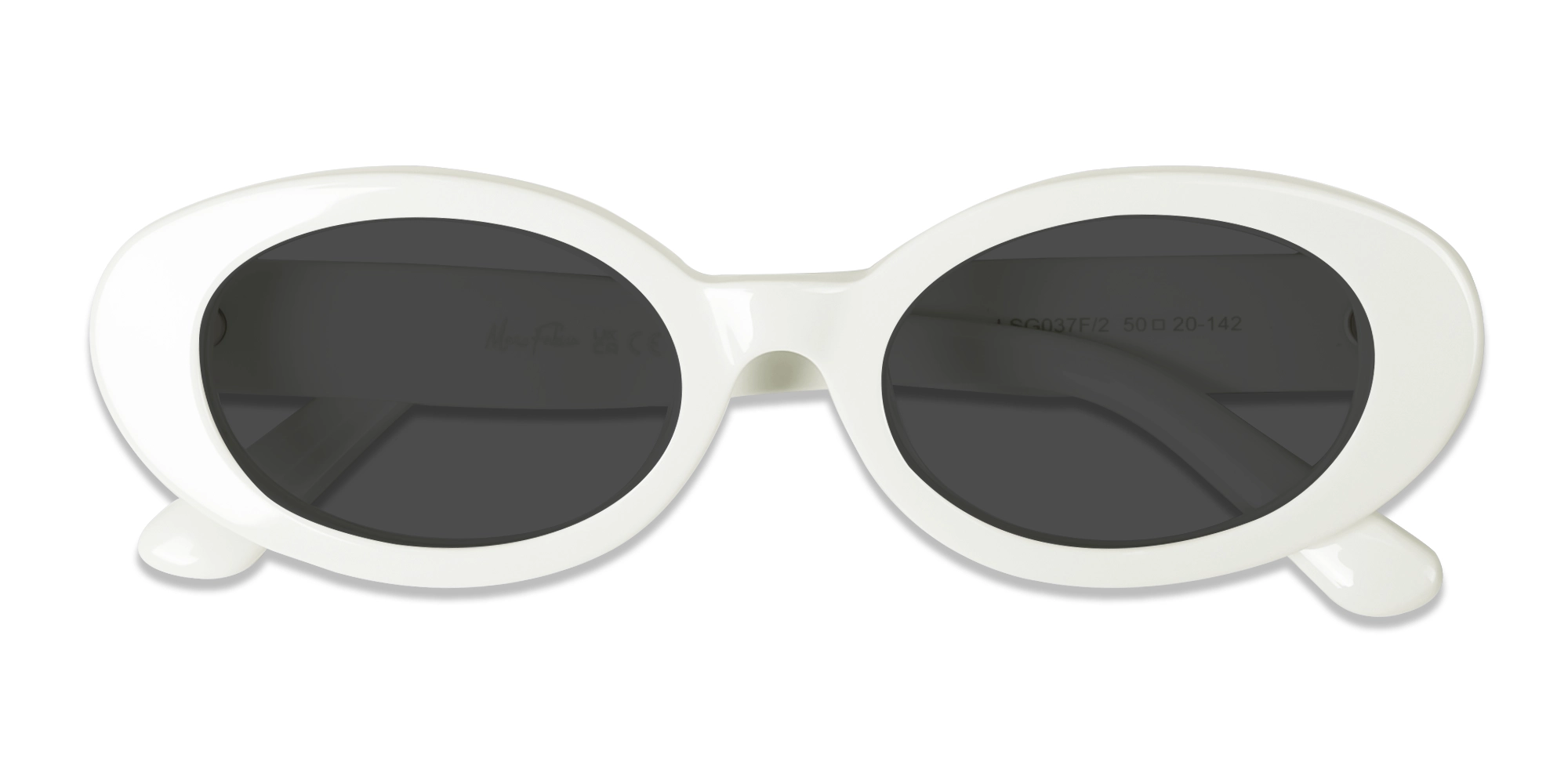 White Oval Frame With Grey Tint Sunglasses