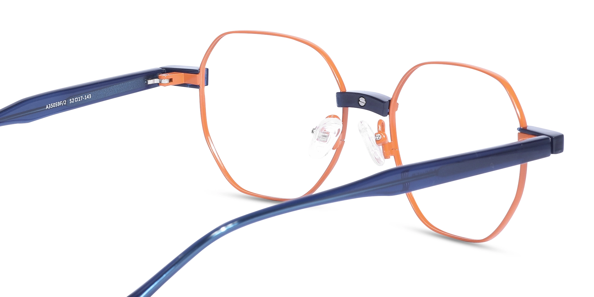 Orange Hexagonal Metal Full Rim Glasses-5
