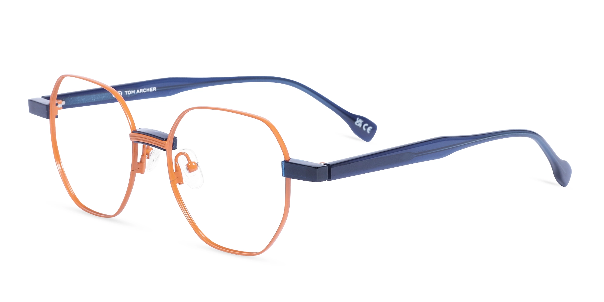Orange Hexagonal Metal Full Rim Glasses-3