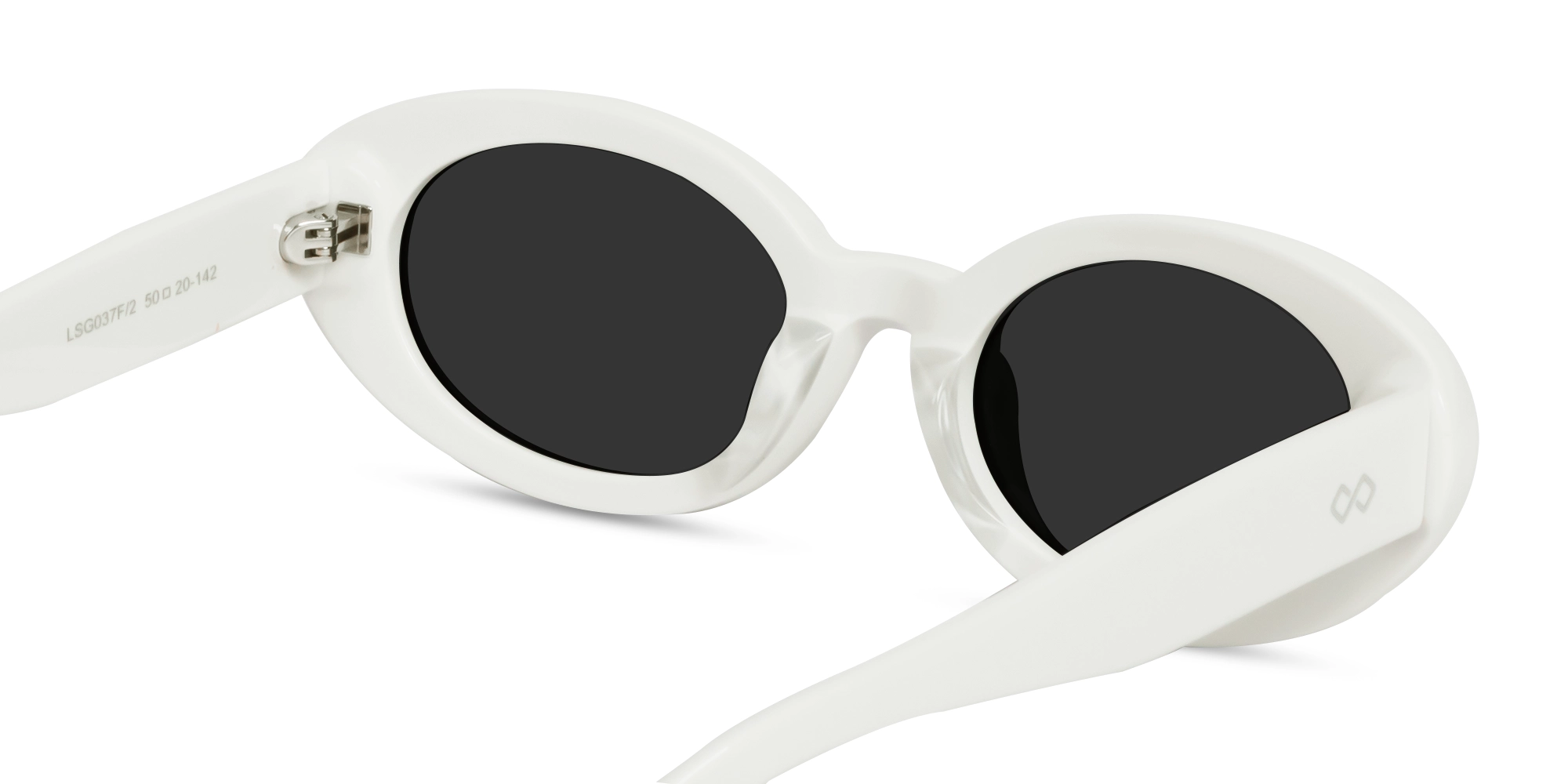 White Oval Frame With Grey Tint Sunglasses
