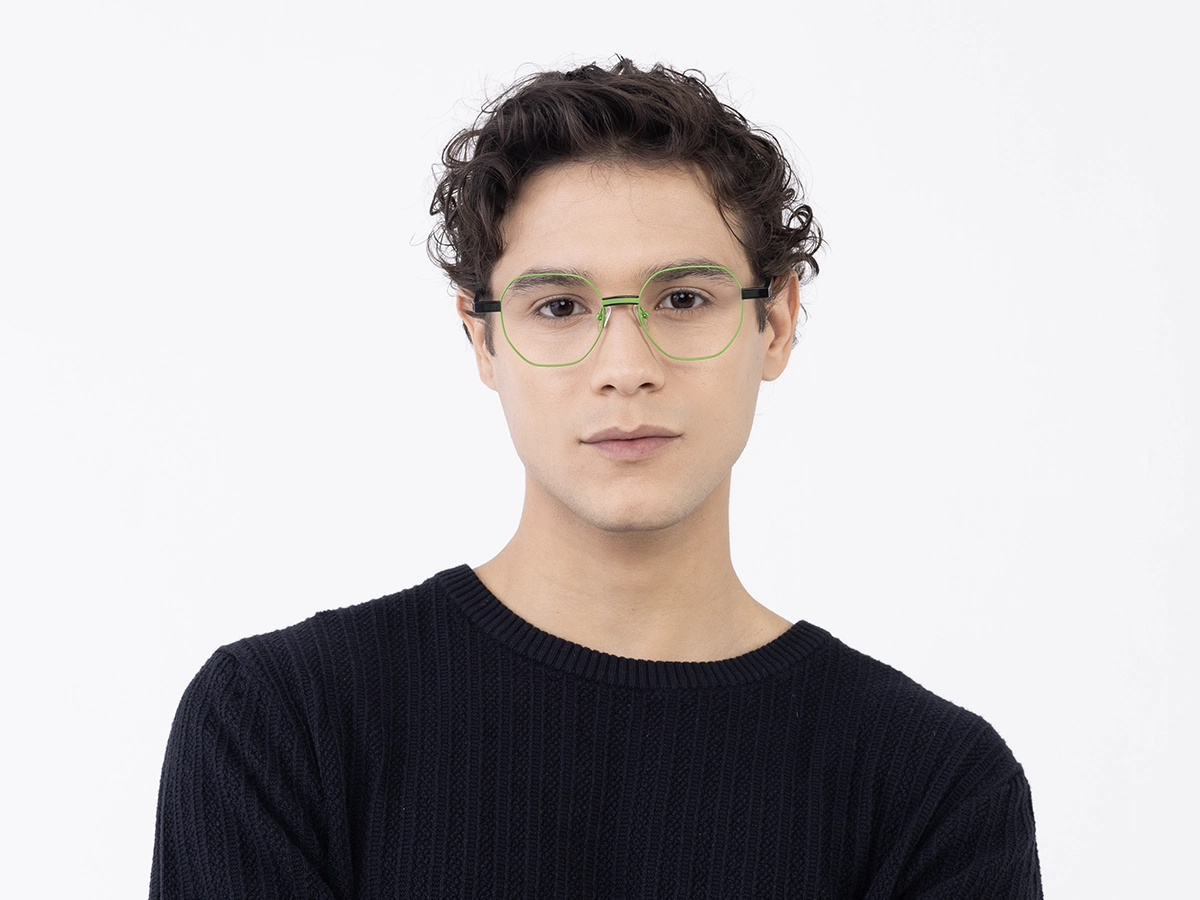 Green Hexagonal Metal Glasses With Nose Pad 41