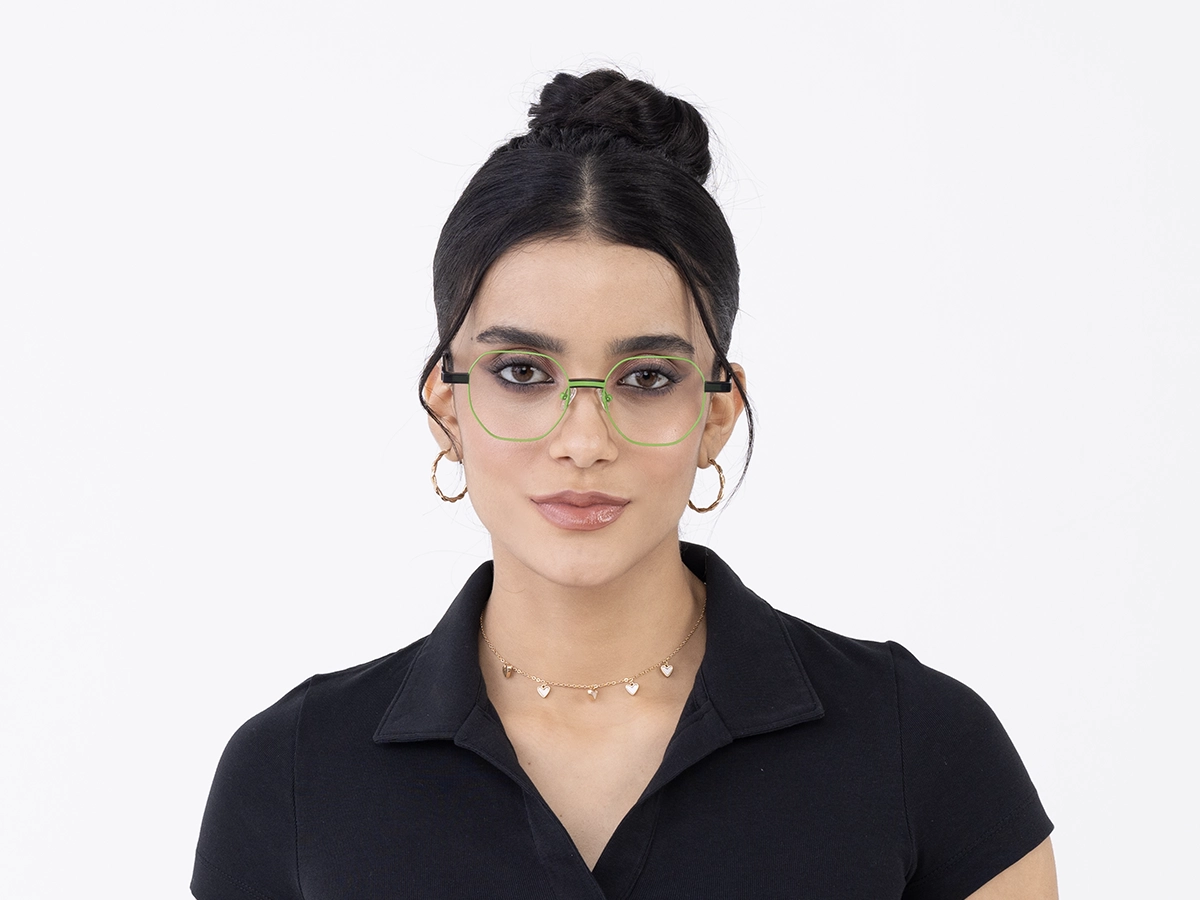 Green Hexagonal Metal Glasses With Nose Pad 51