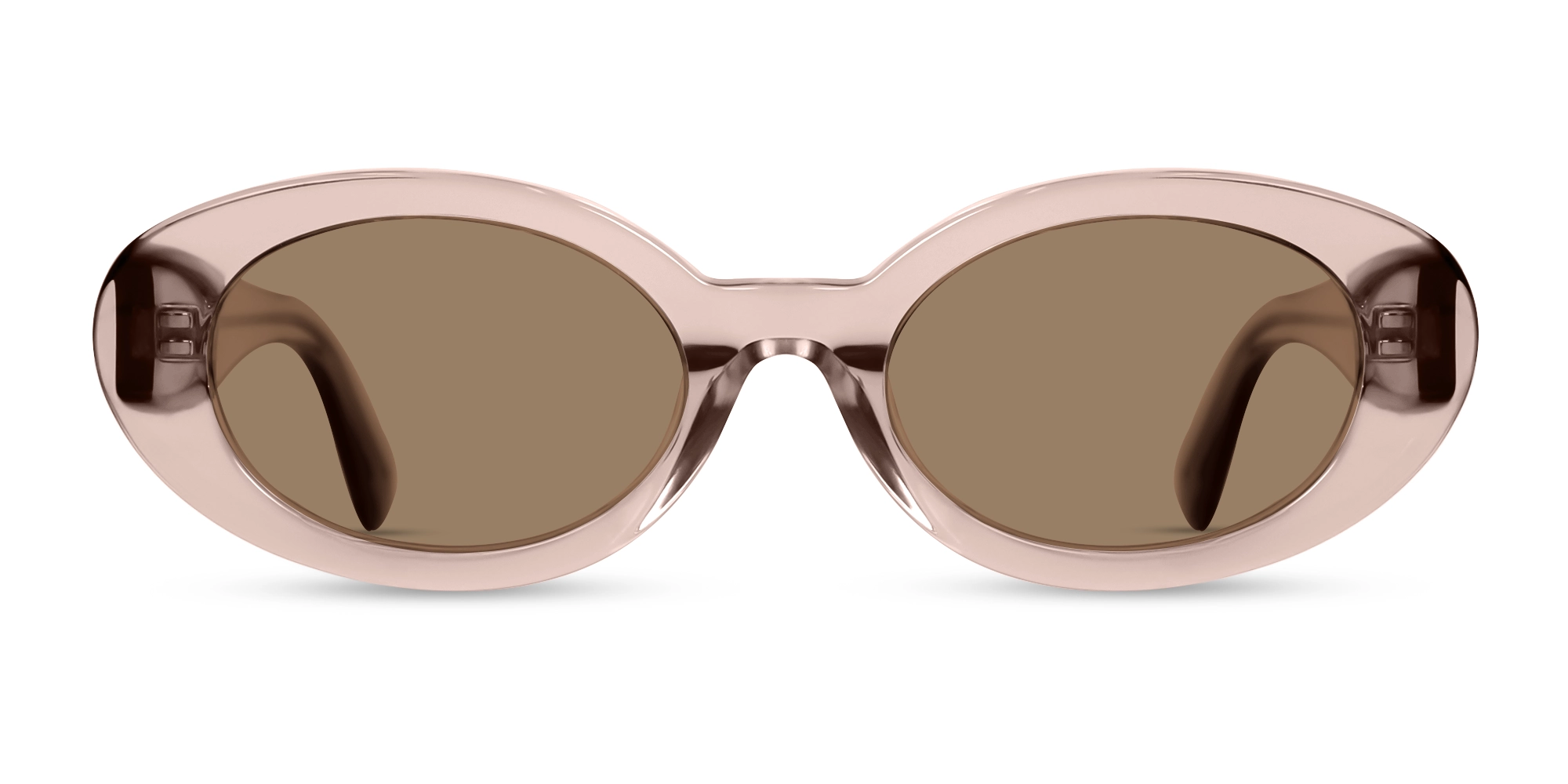 Oval Crystal Pink Brown Tint Sunglasses