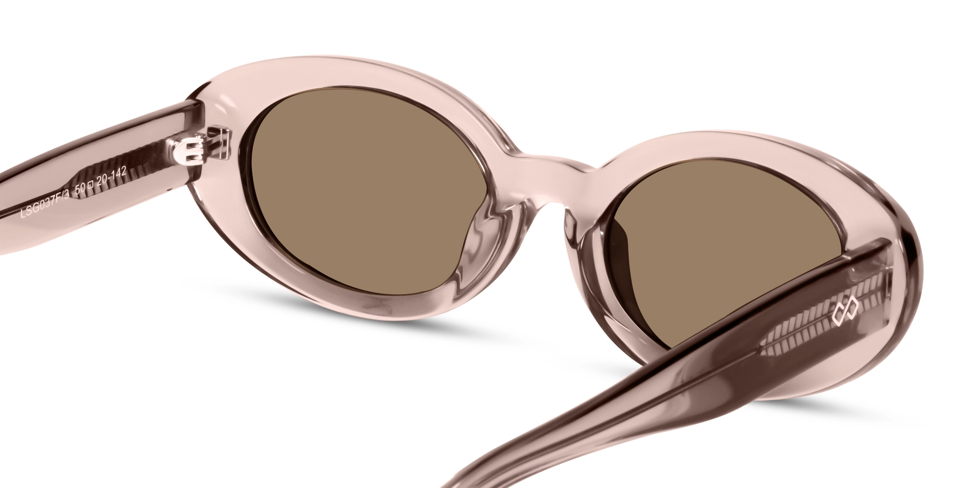 Oval Crystal Pink Brown Tint Sunglasses