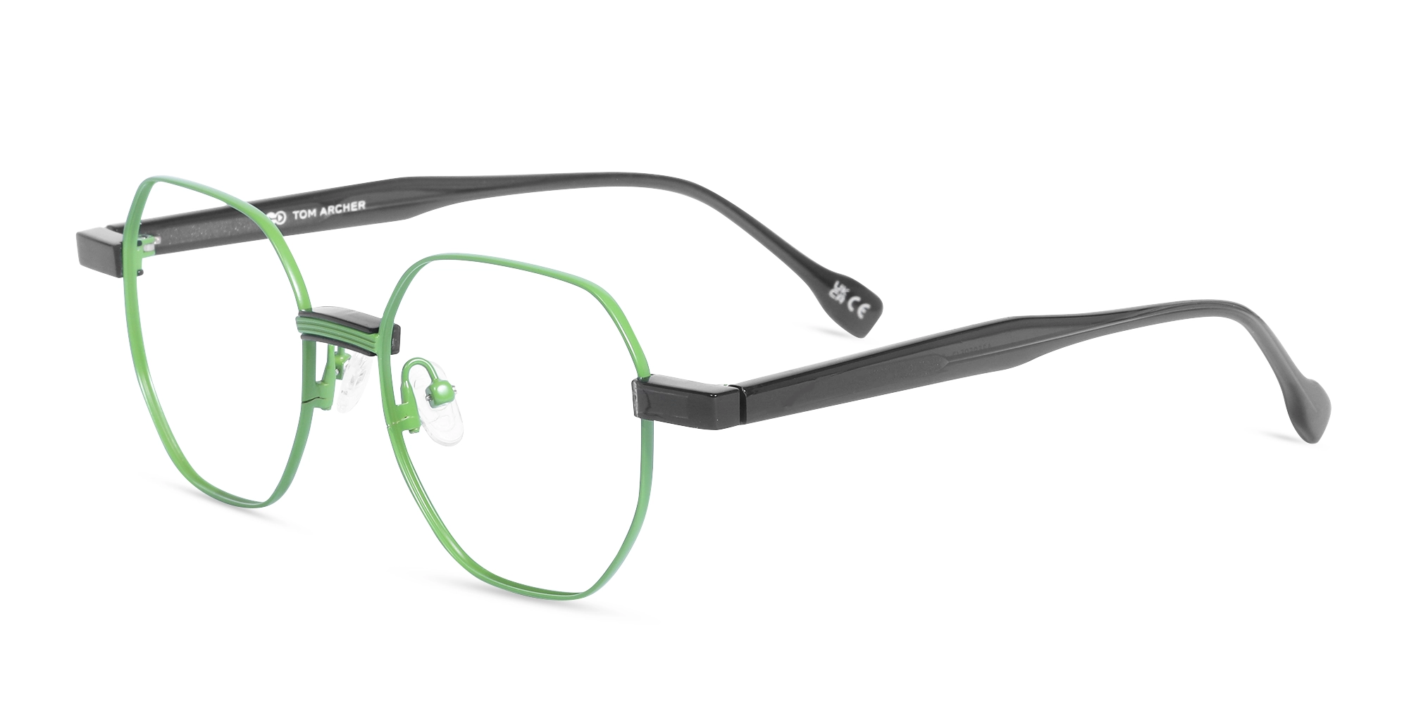 Green Hexagonal Metal Glasses With Nose Pad-3