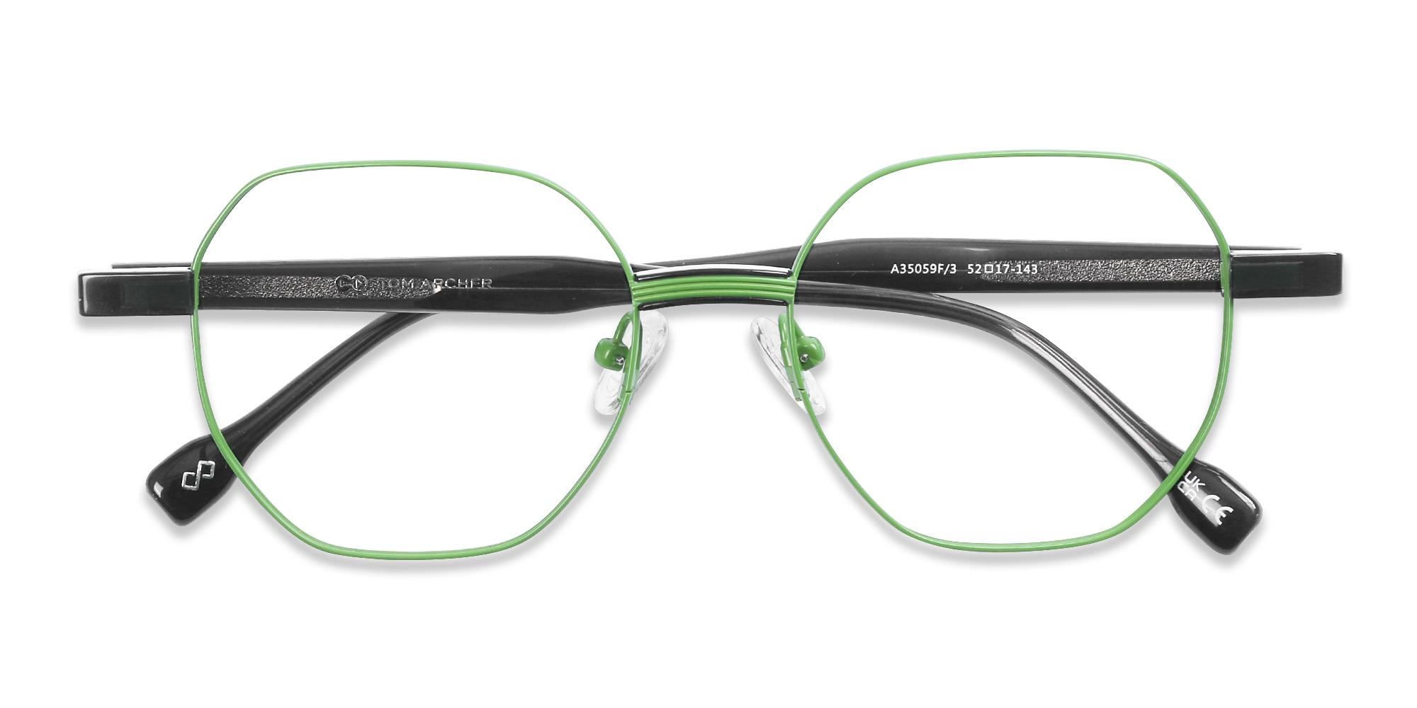 Green Hexagonal Metal Glasses With Nose Pad-6