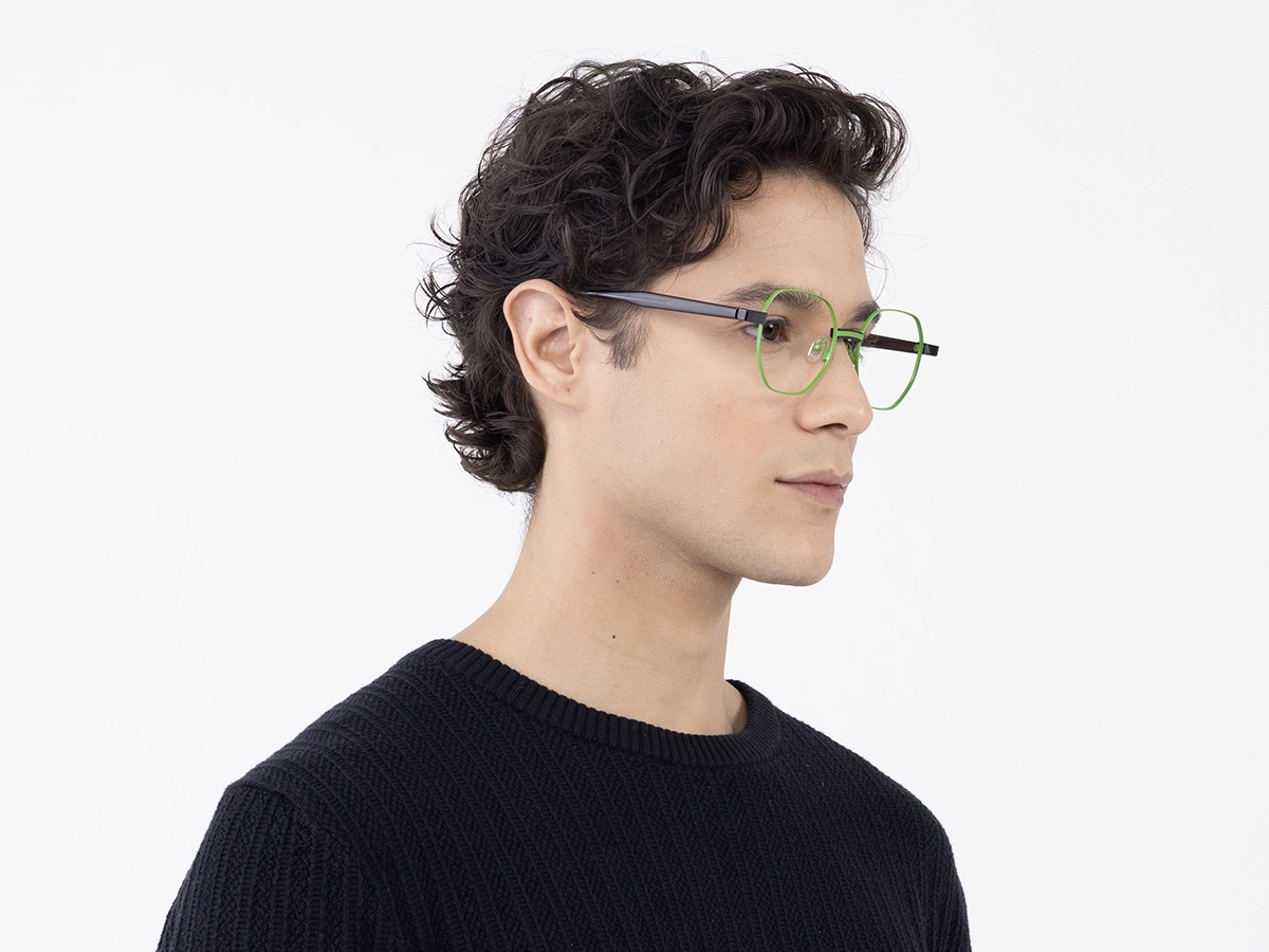 Green Hexagonal Metal Glasses With Nose Pad 43