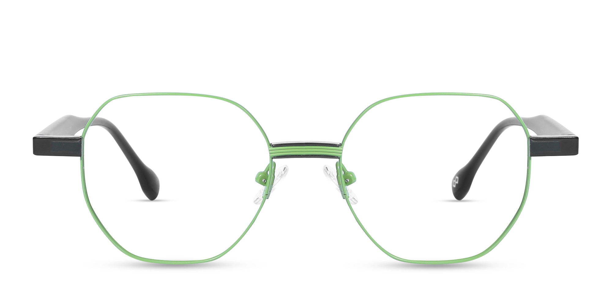 Green Hexagonal Metal Glasses With Nose Pad-1
