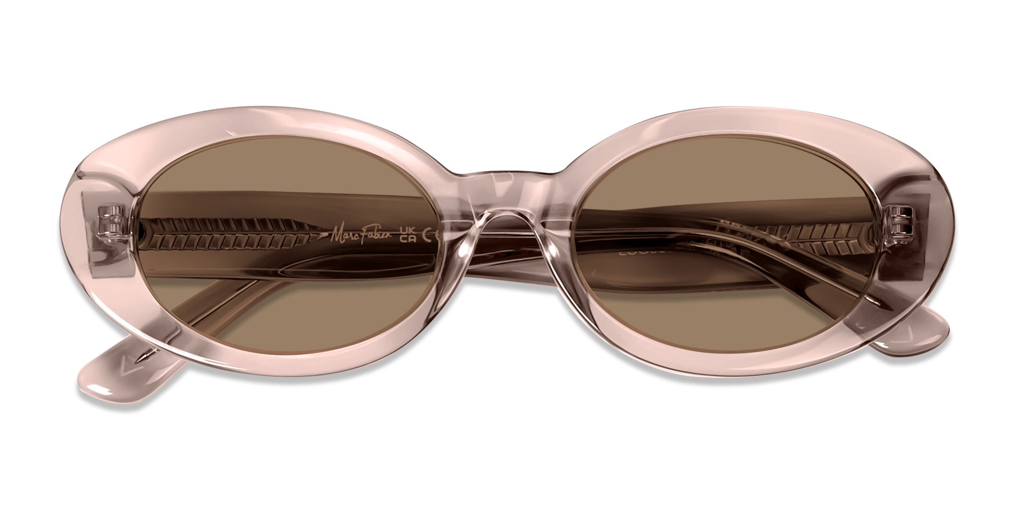 Oval Crystal Pink Brown Tint Sunglasses