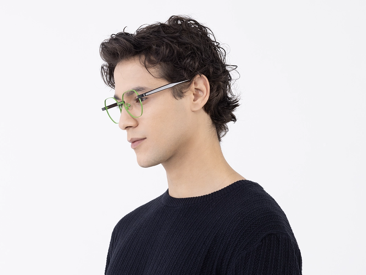 Green Hexagonal Metal Glasses With Nose Pad 42