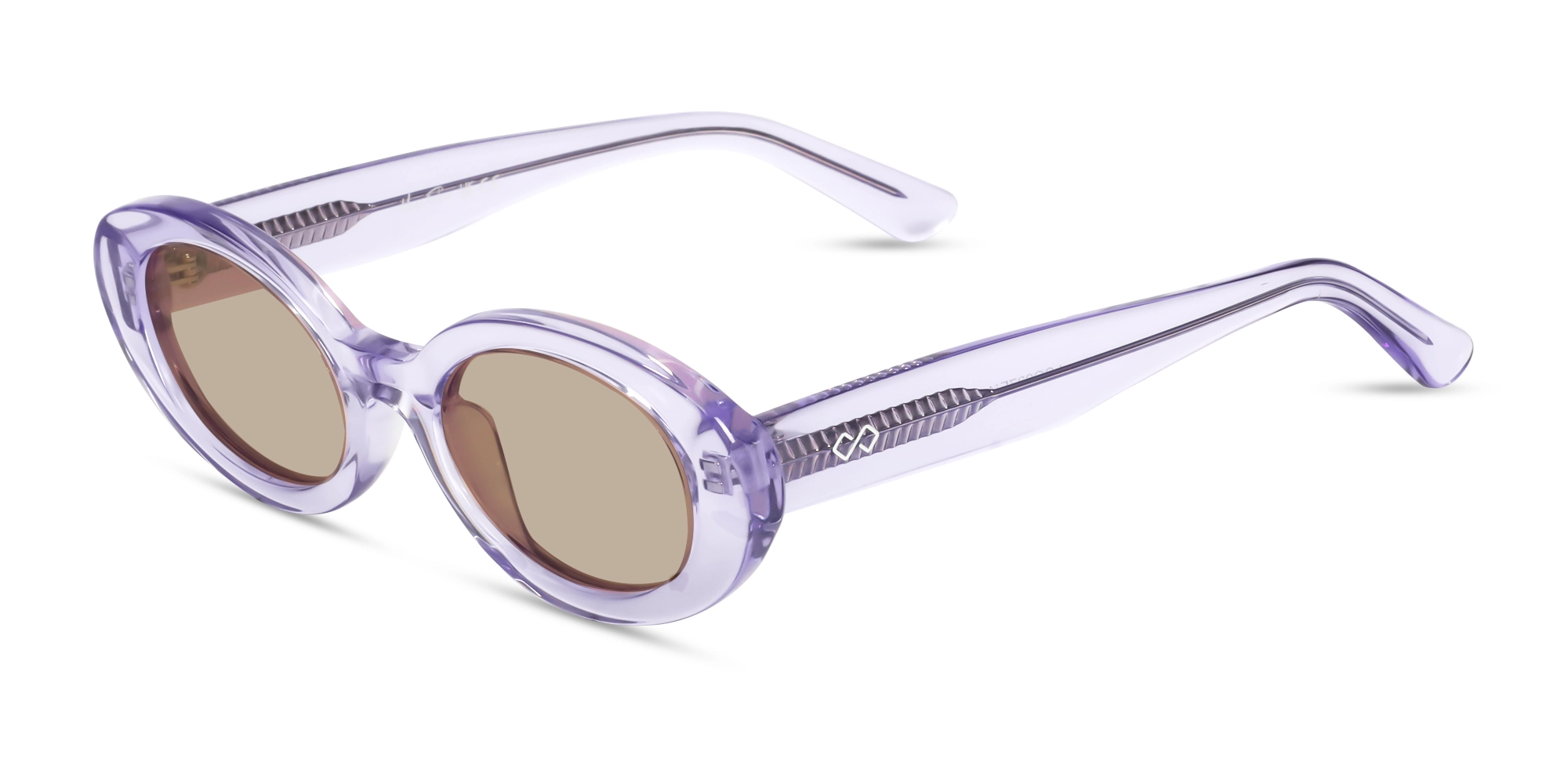 Oval Crystal Frame With Brown Tint Sunglasses Oval Crystal Frame With Brown Tint Sunglasses