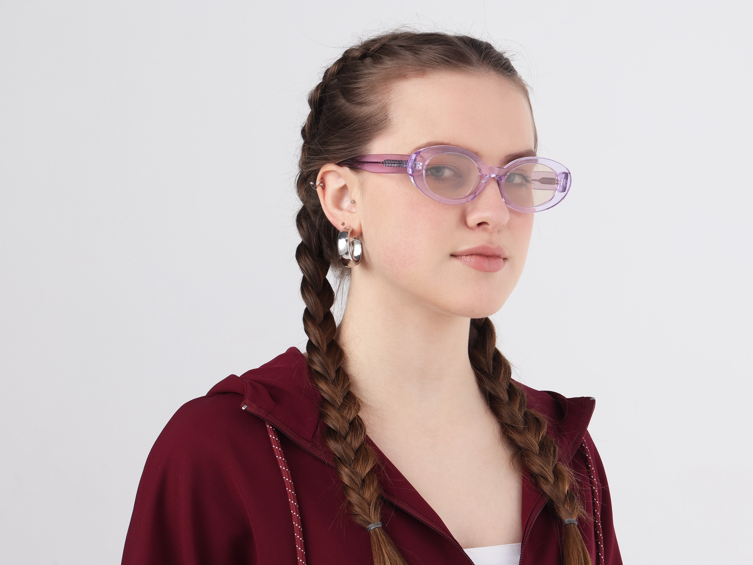 Oval Crystal Frame With Brown Tint Sunglasses