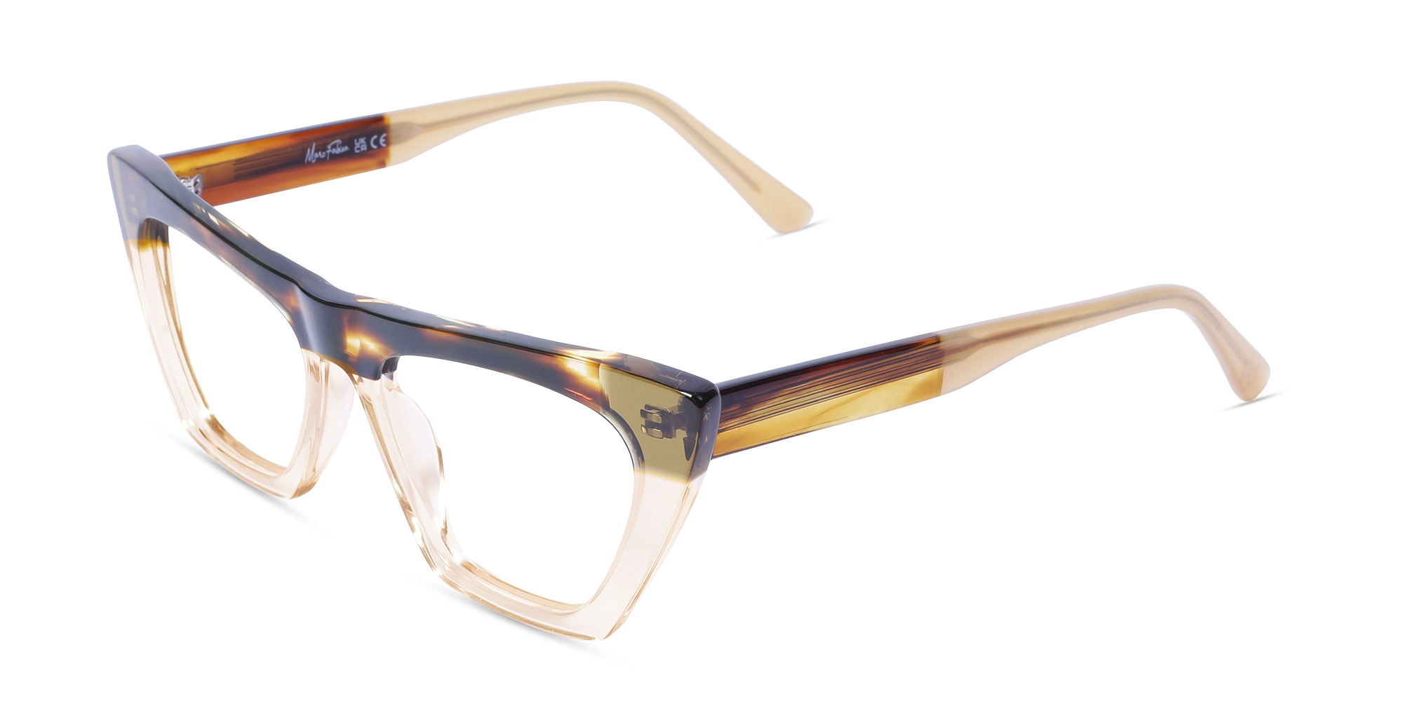 Crystal Peach Golden Cat Eye Glasses-3