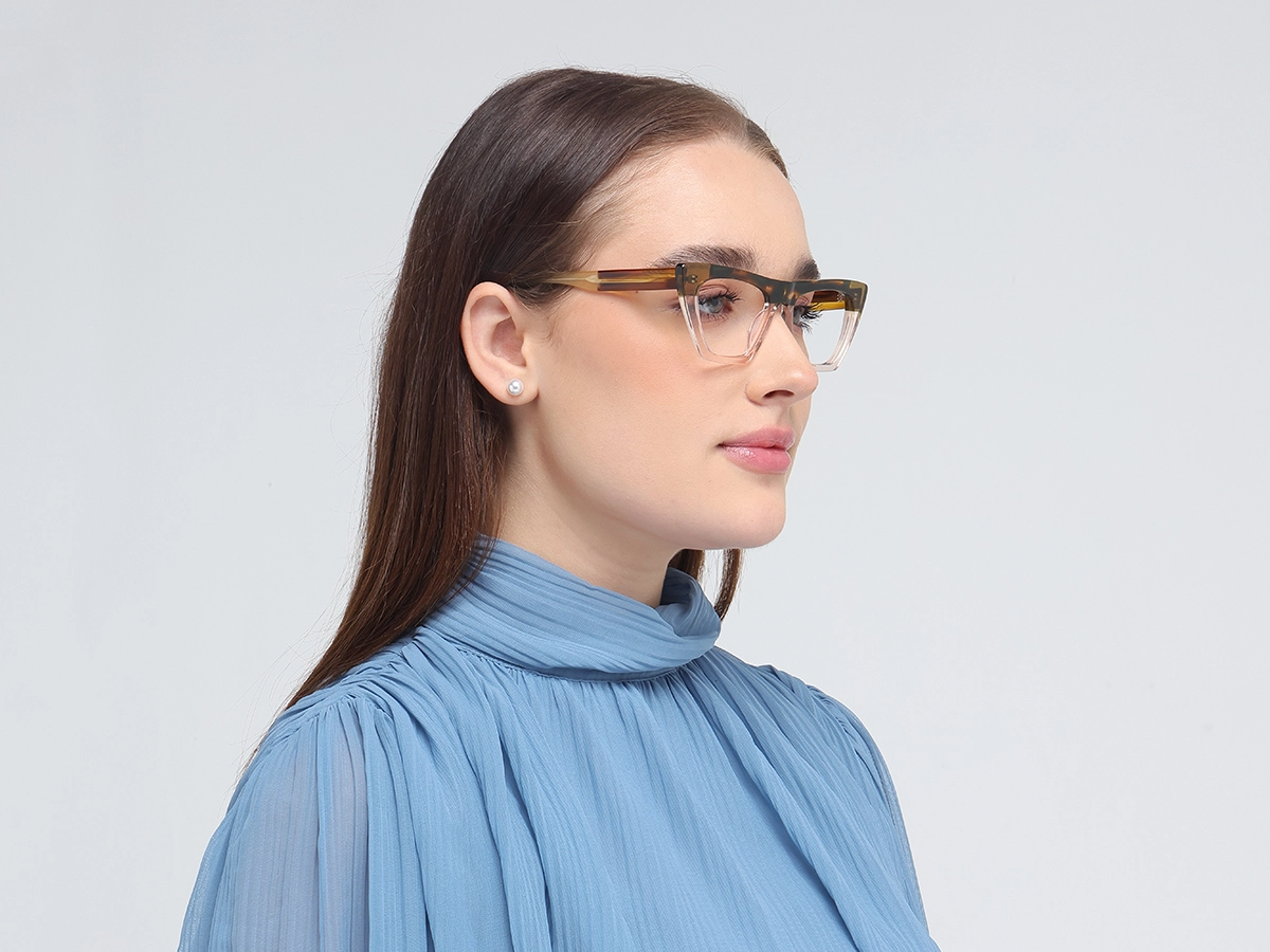 Crystal Peach Golden Cat Eye Glasses-52