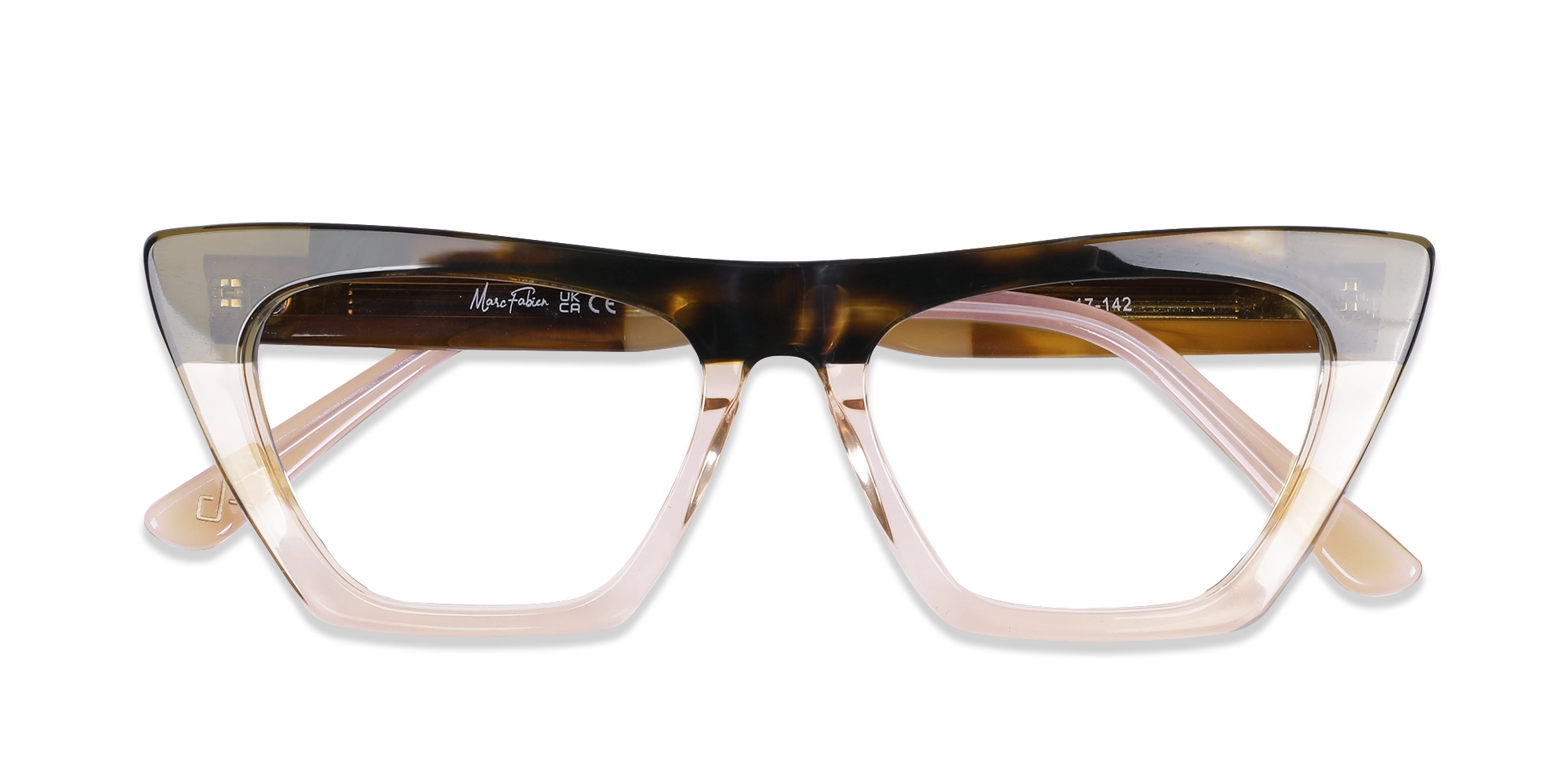 Crystal Peach Golden Cat Eye Glasses-6