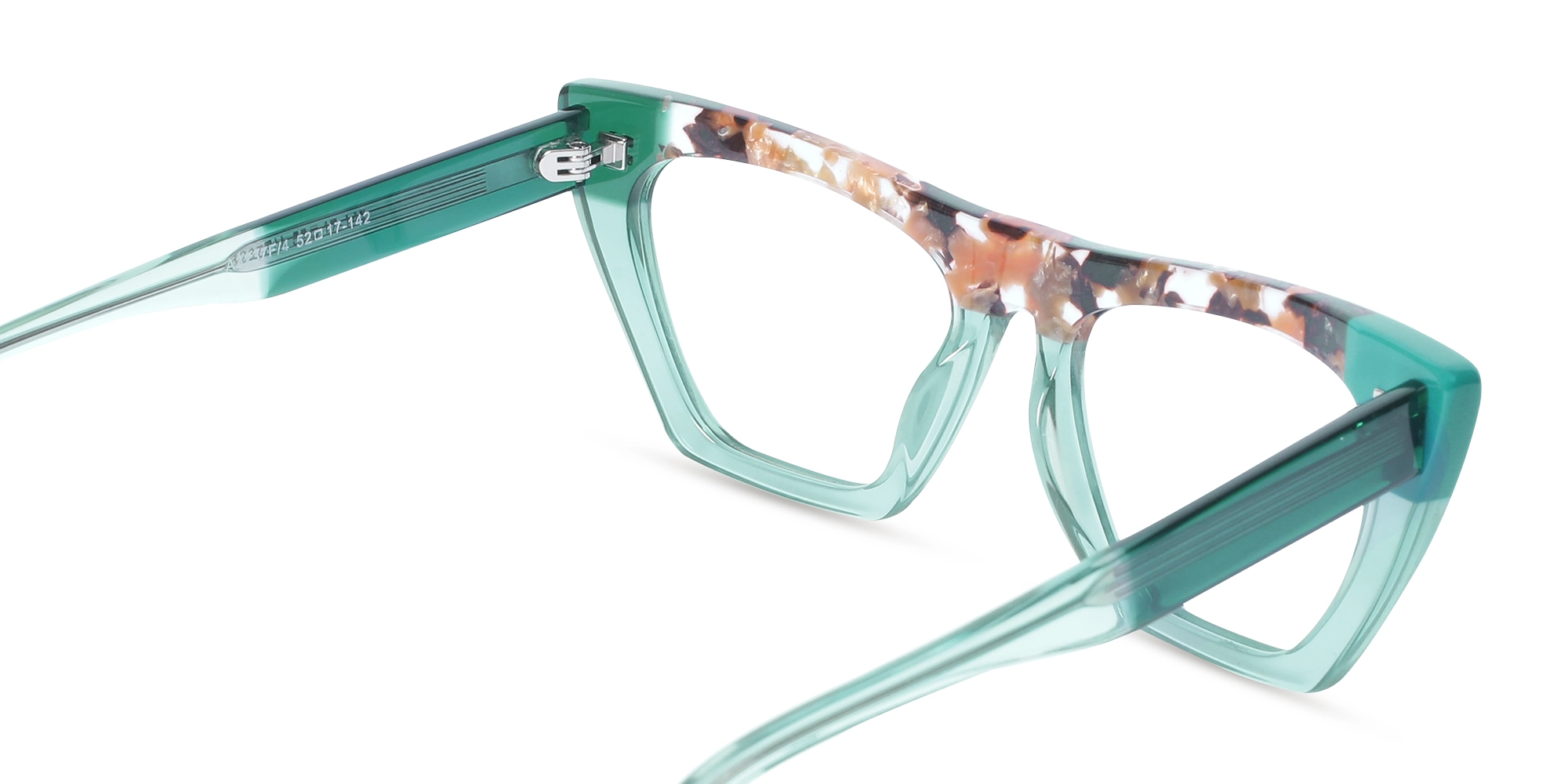 Crystal Dull Teal Cat Eye Glasses-5