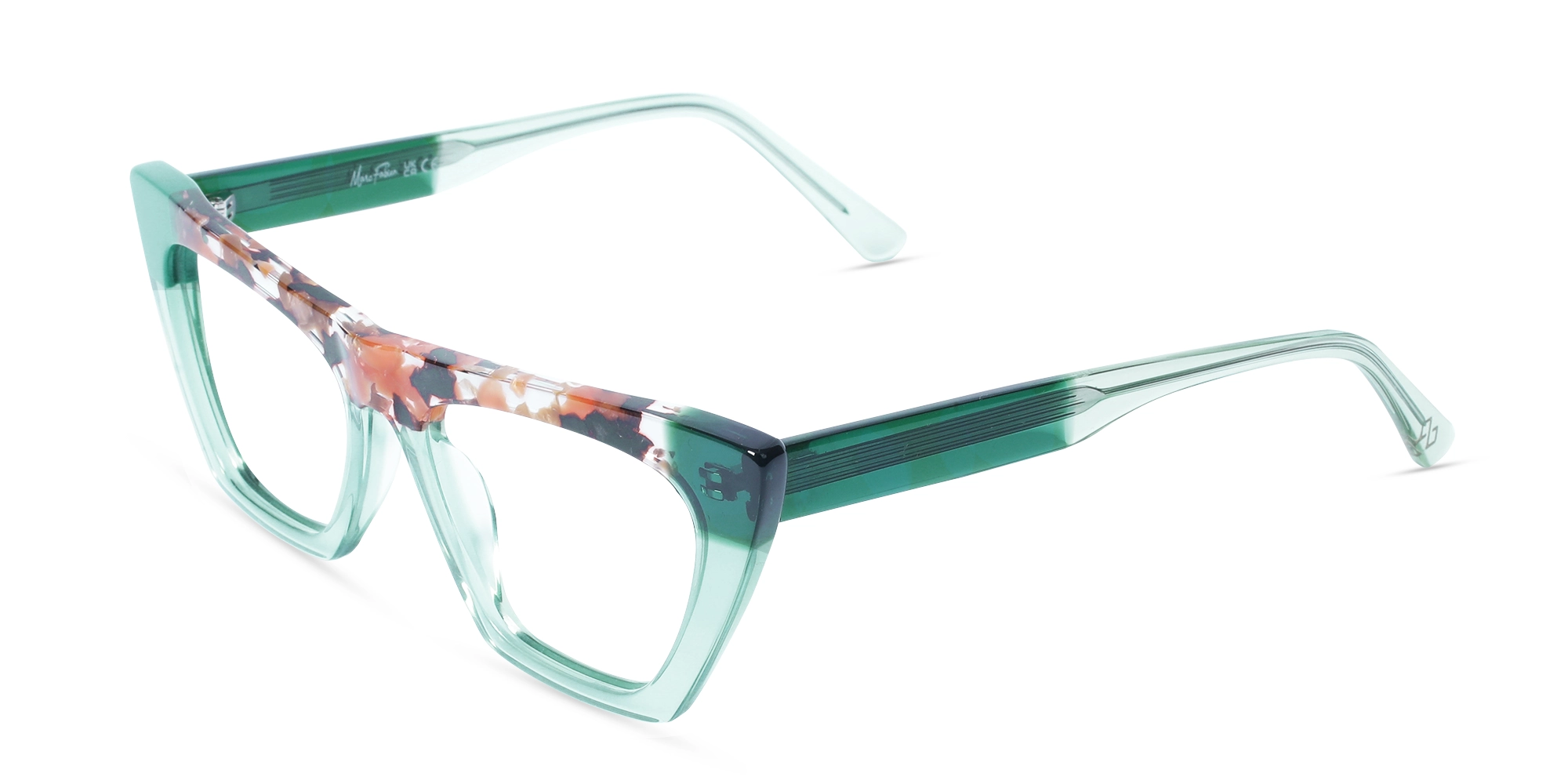 Crystal Dull Teal Cat Eye Glasses-3