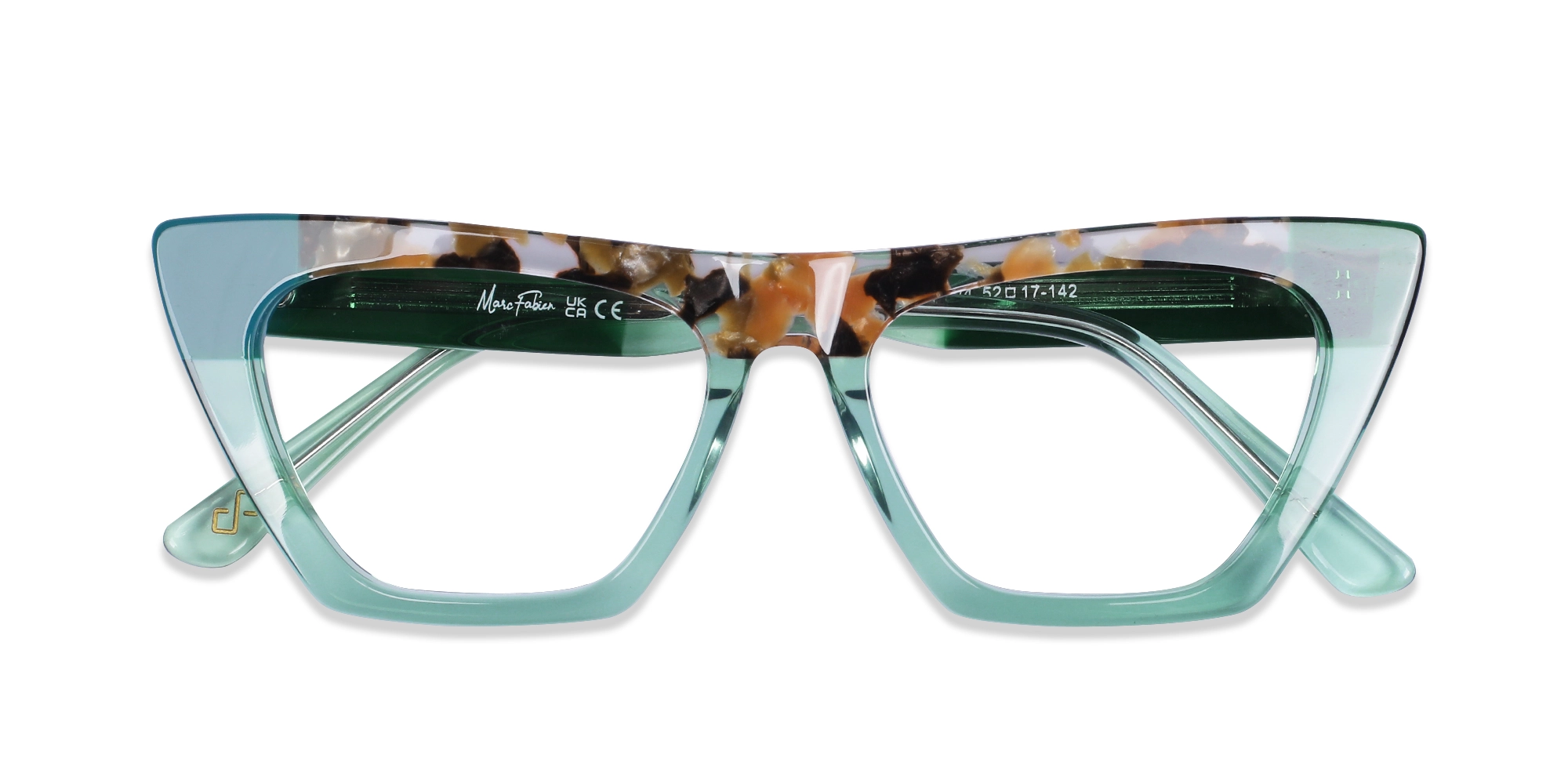 Crystal Dull Teal Cat Eye Glasses-6
