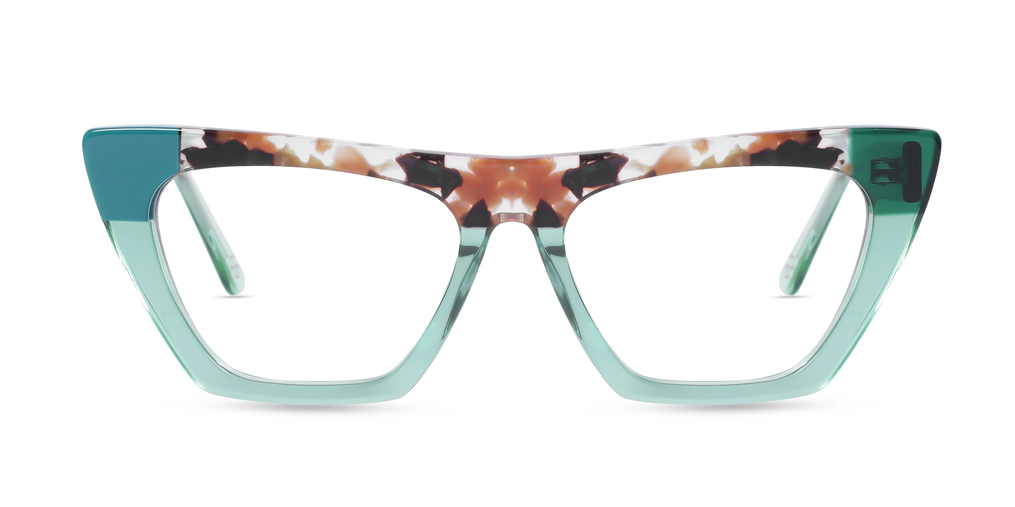Crystal Dull Teal Cat Eye Glasses-1