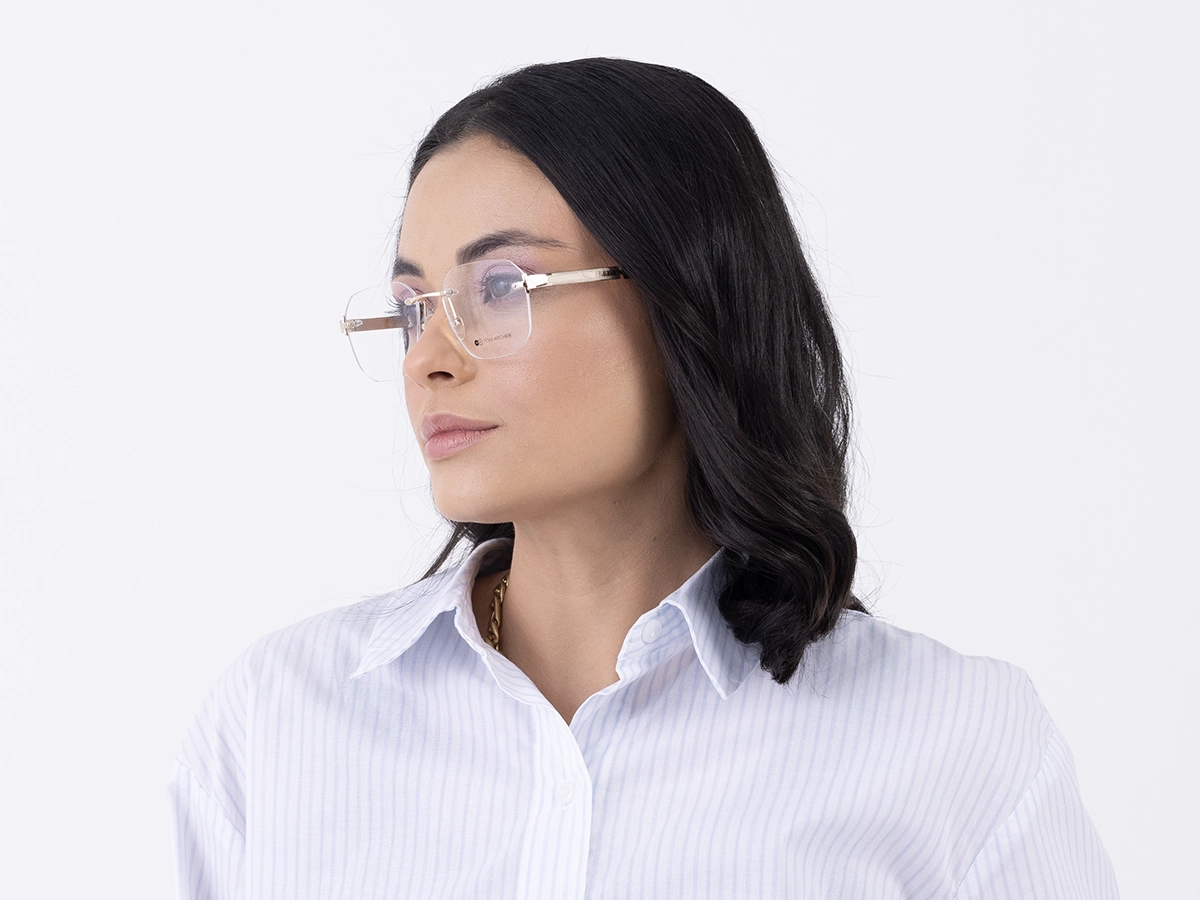 Gold Rimless Eyeglasses 52