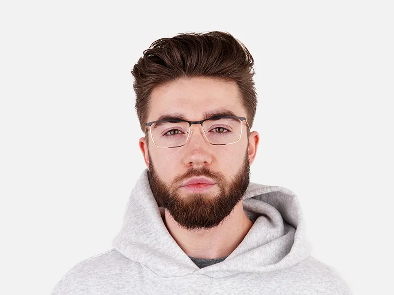 black and gold metal rectangular full rim glasses frames-2