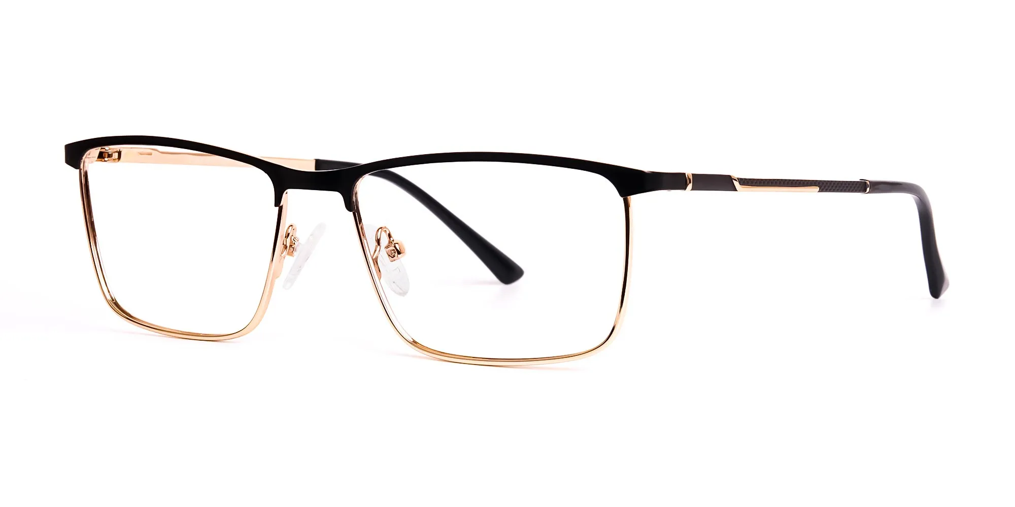 black and gold metal rectangular full rim glasses frames-2