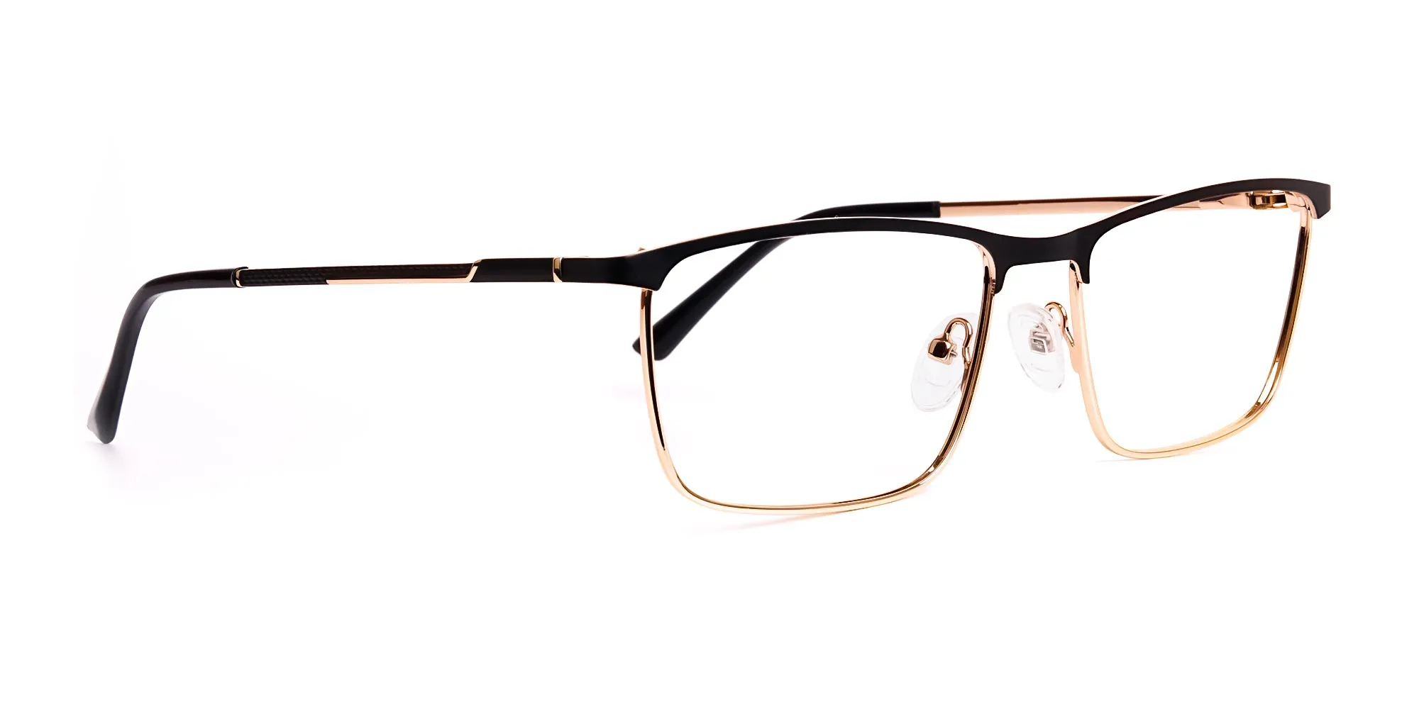 black and gold metal rectangular full rim glasses frames-2