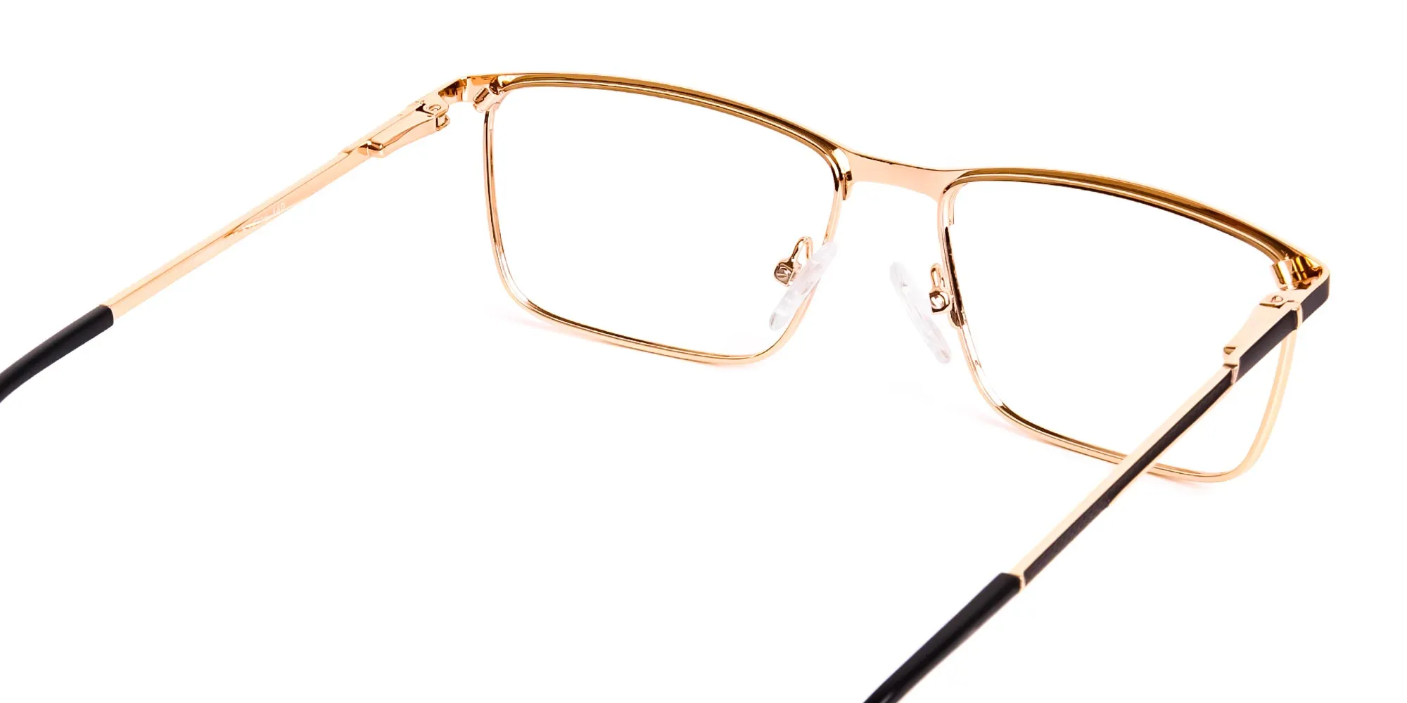 black and gold metal rectangular full rim glasses frames-2