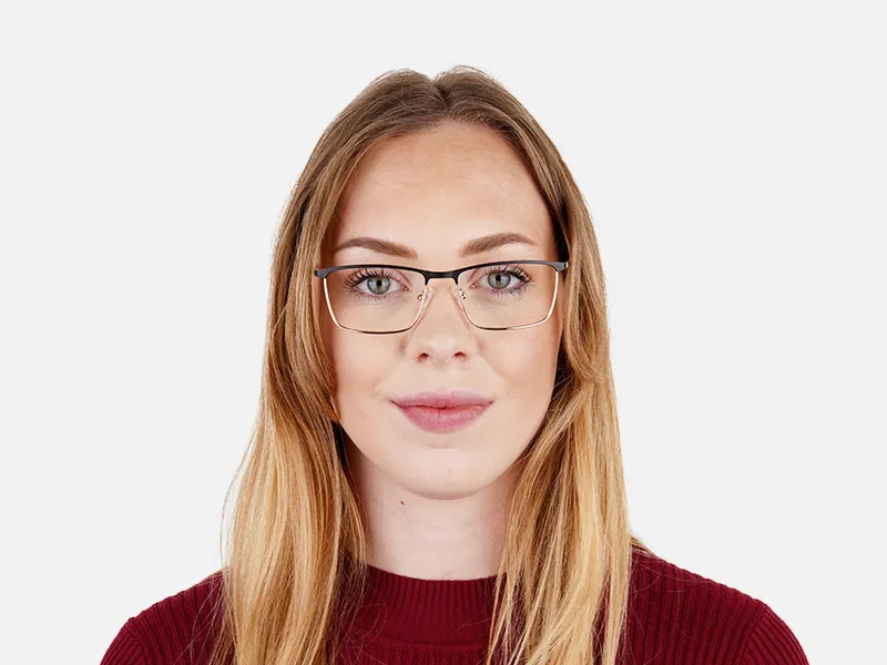 black and gold metal rectangular full rim glasses frames-2