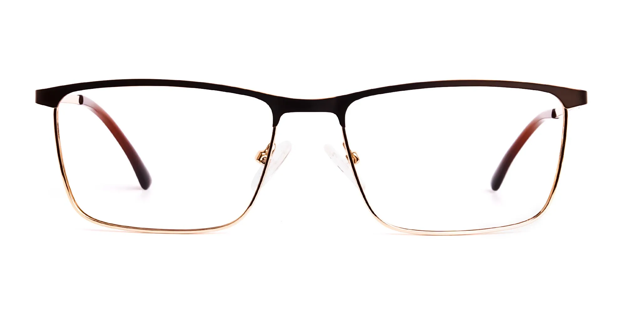 T7010F/4 - Dark Brown & Gold Rectangular Glasses 