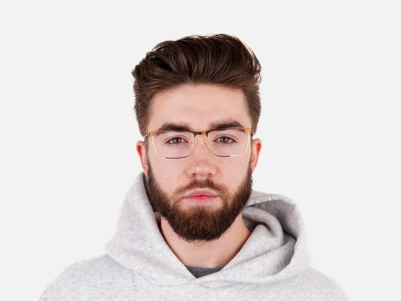 Dark Brown & Gold Rectangular Glasses-2