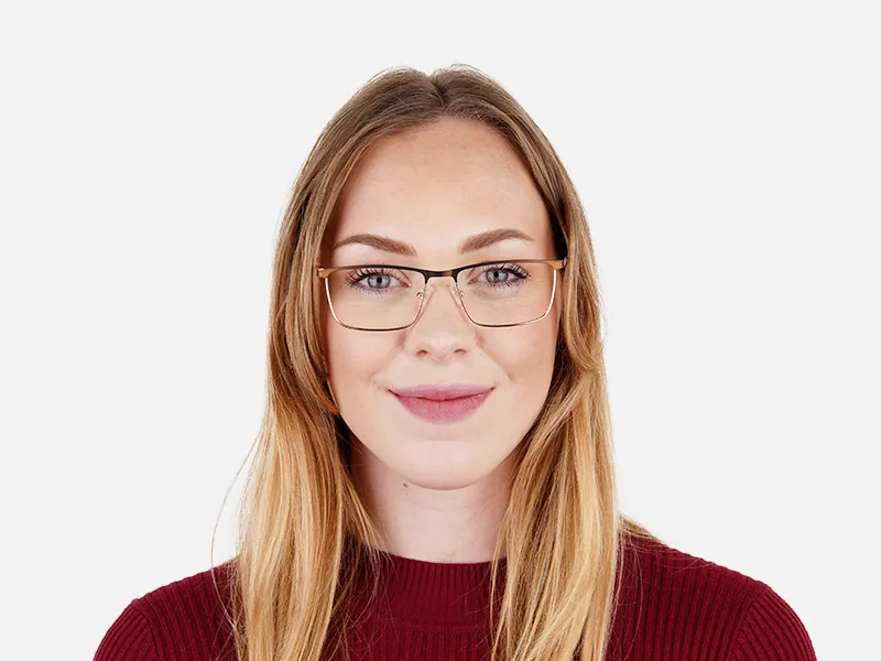 Dark Brown & Gold Rectangular Glasses-2