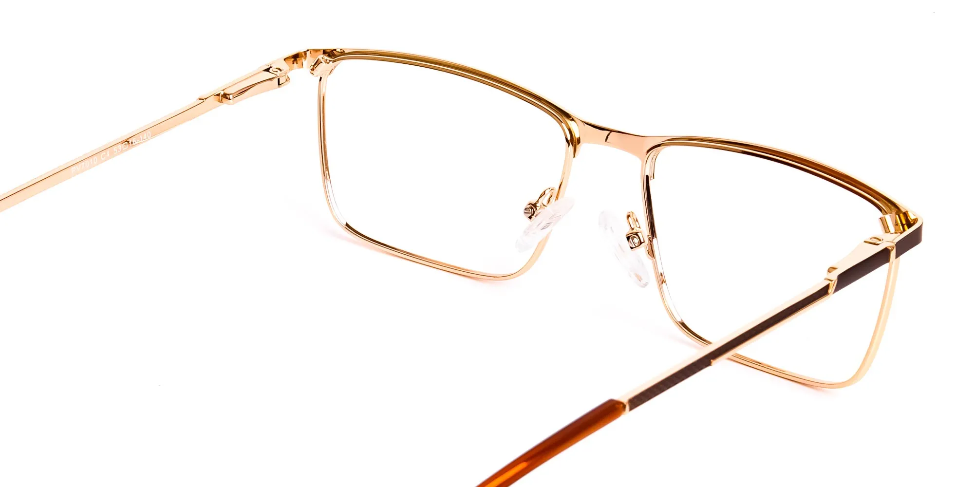 Dark Brown & Gold Rectangular Glasses-2
