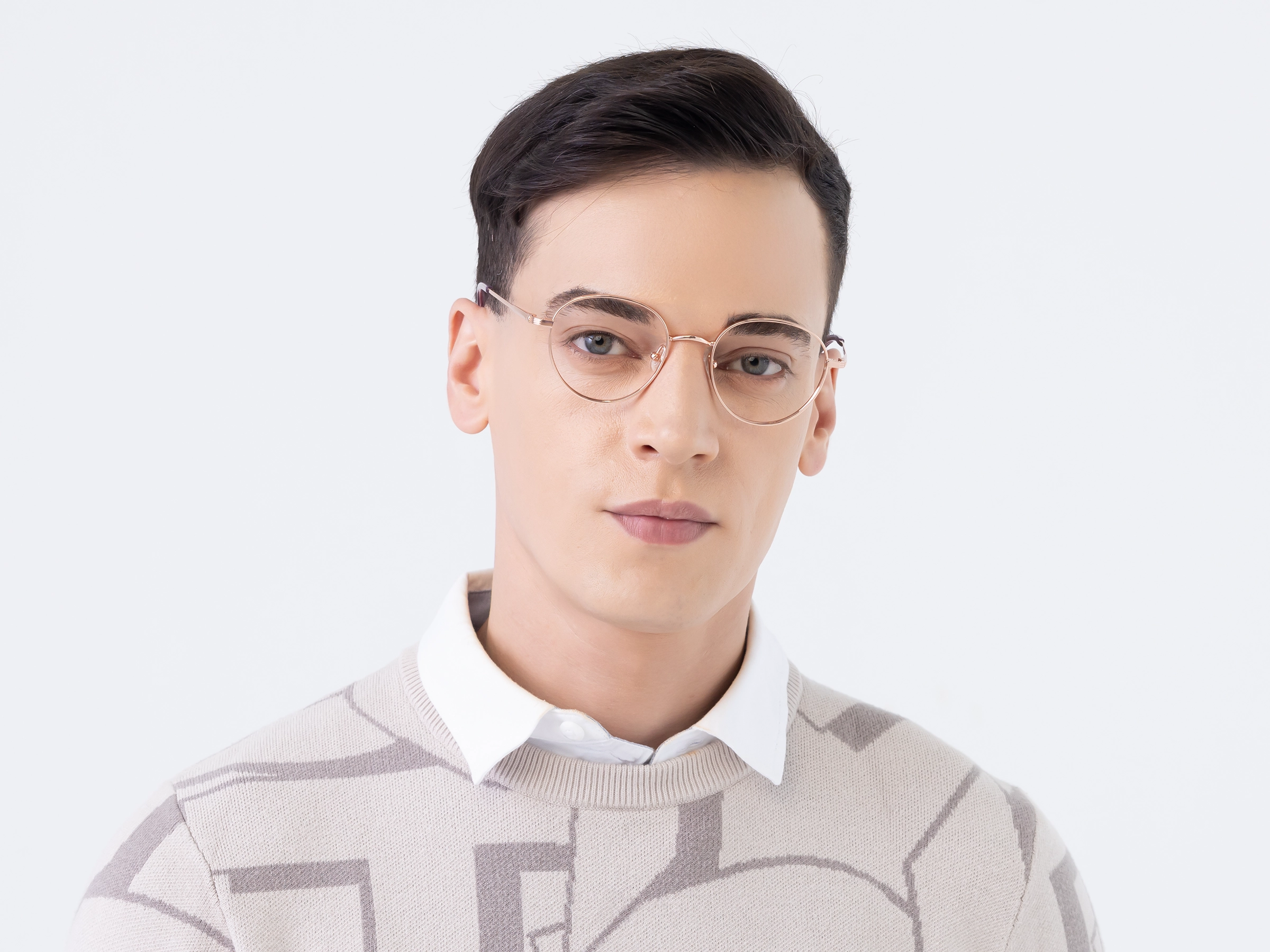 Rose Gold Round Metal Glasses