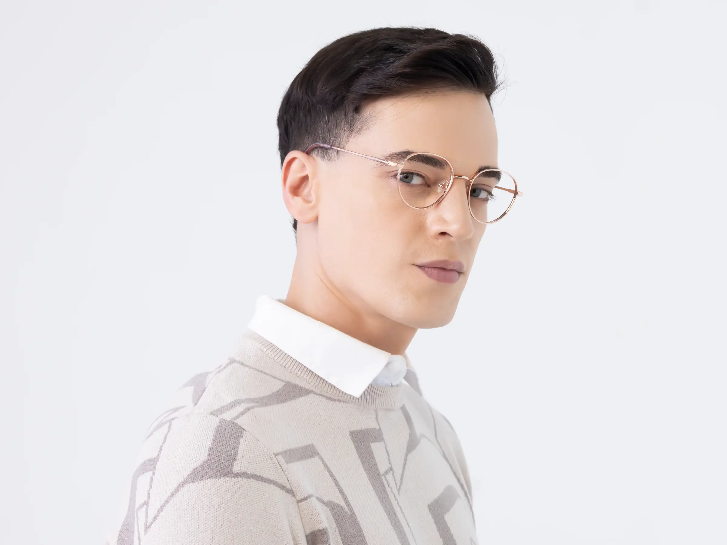 Rose Gold Round Metal Glasses