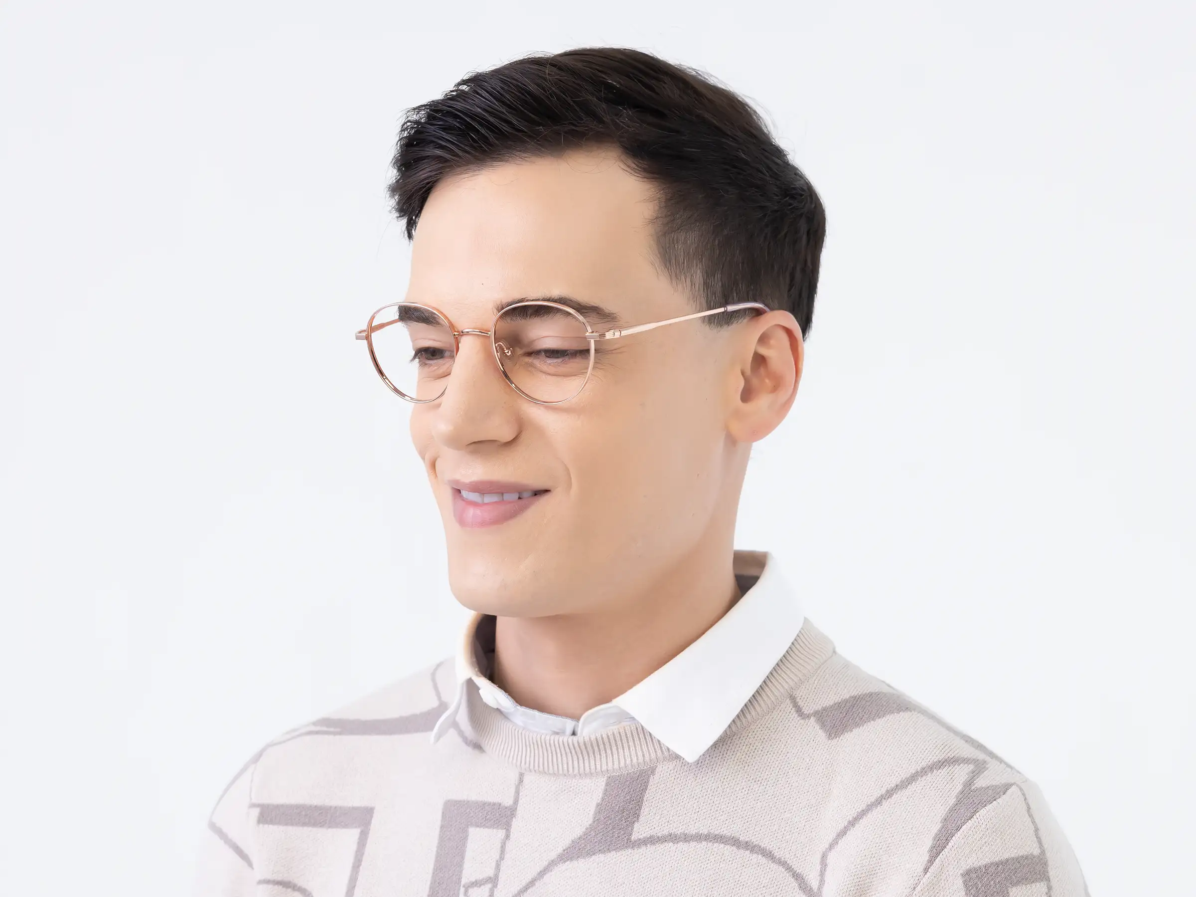 Rose Gold Round Metal Glasses