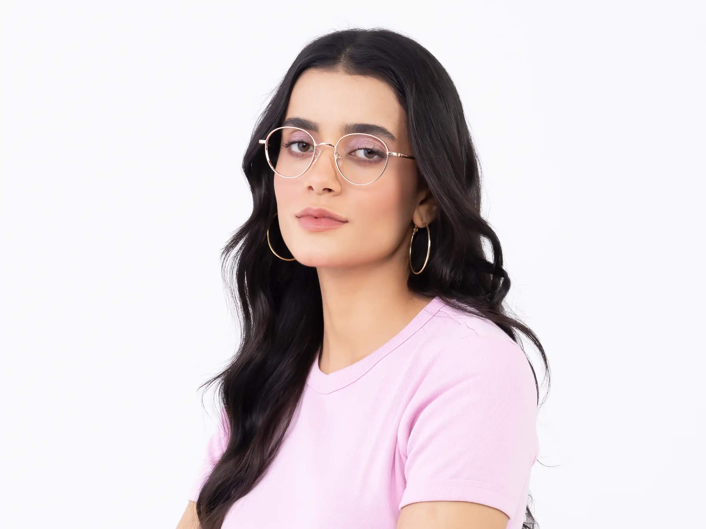 Rose Gold Round Metal Glasses