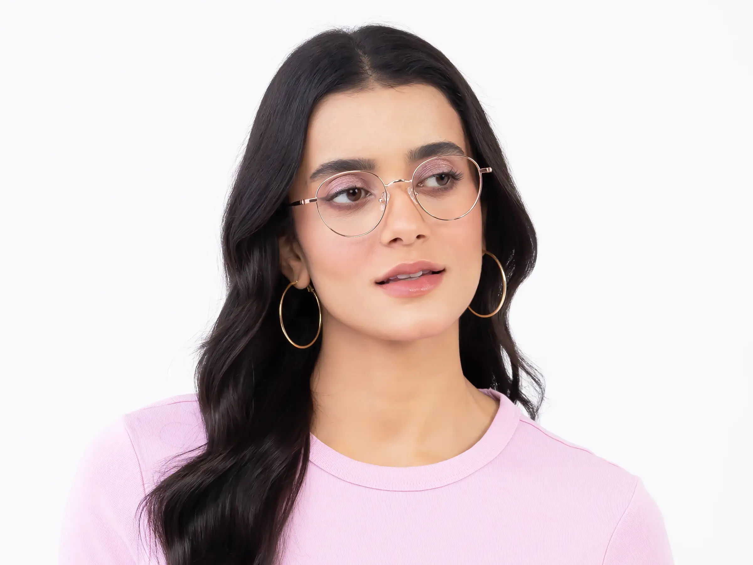 Rose Gold Round Metal Glasses