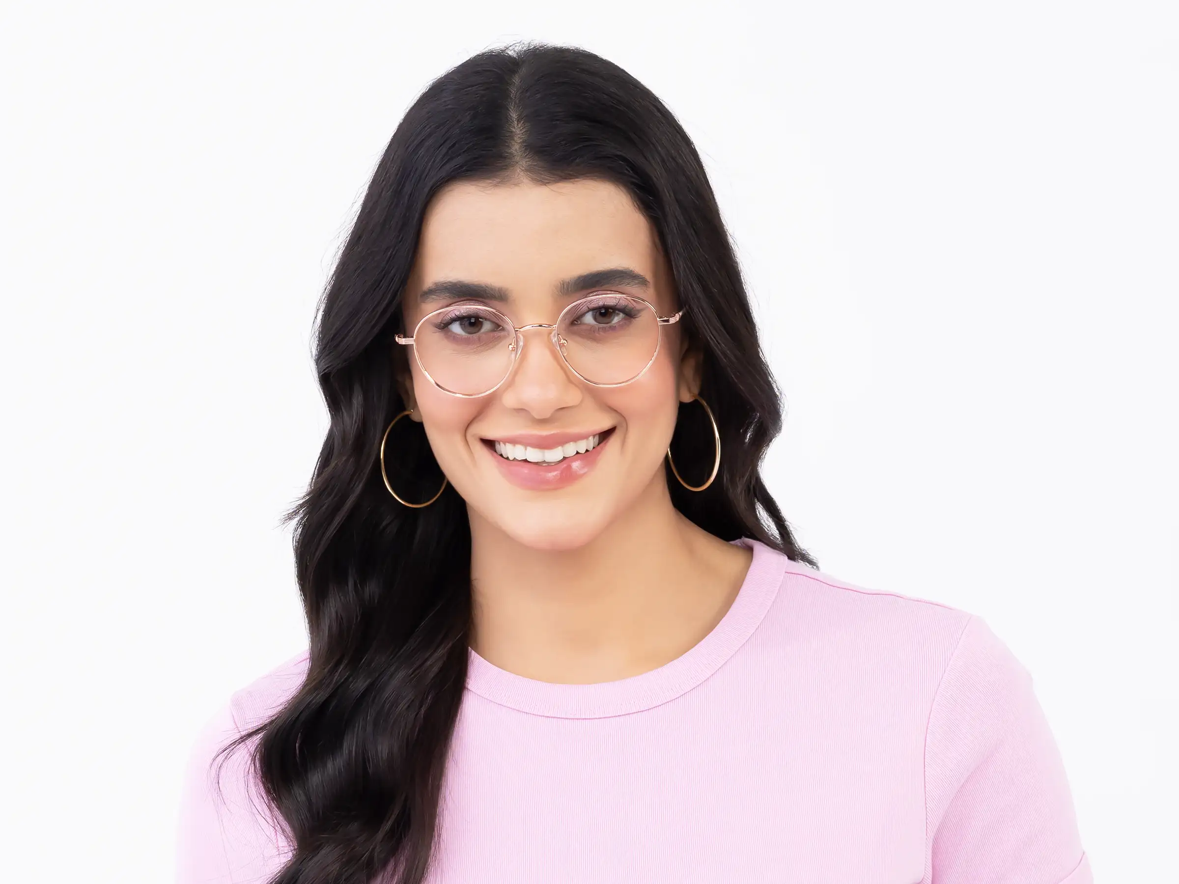 Rose Gold Round Metal Glasses