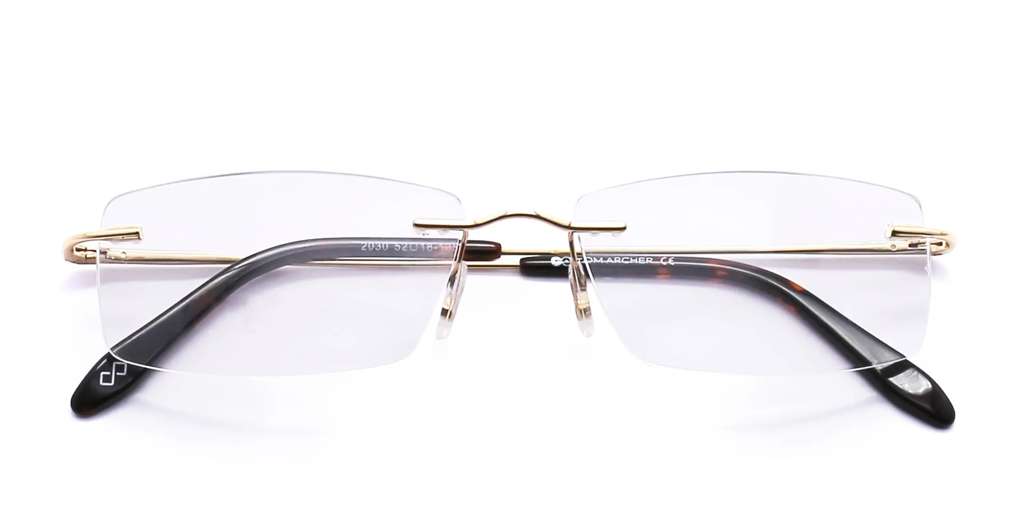 gold rimless metal frame glasses-2