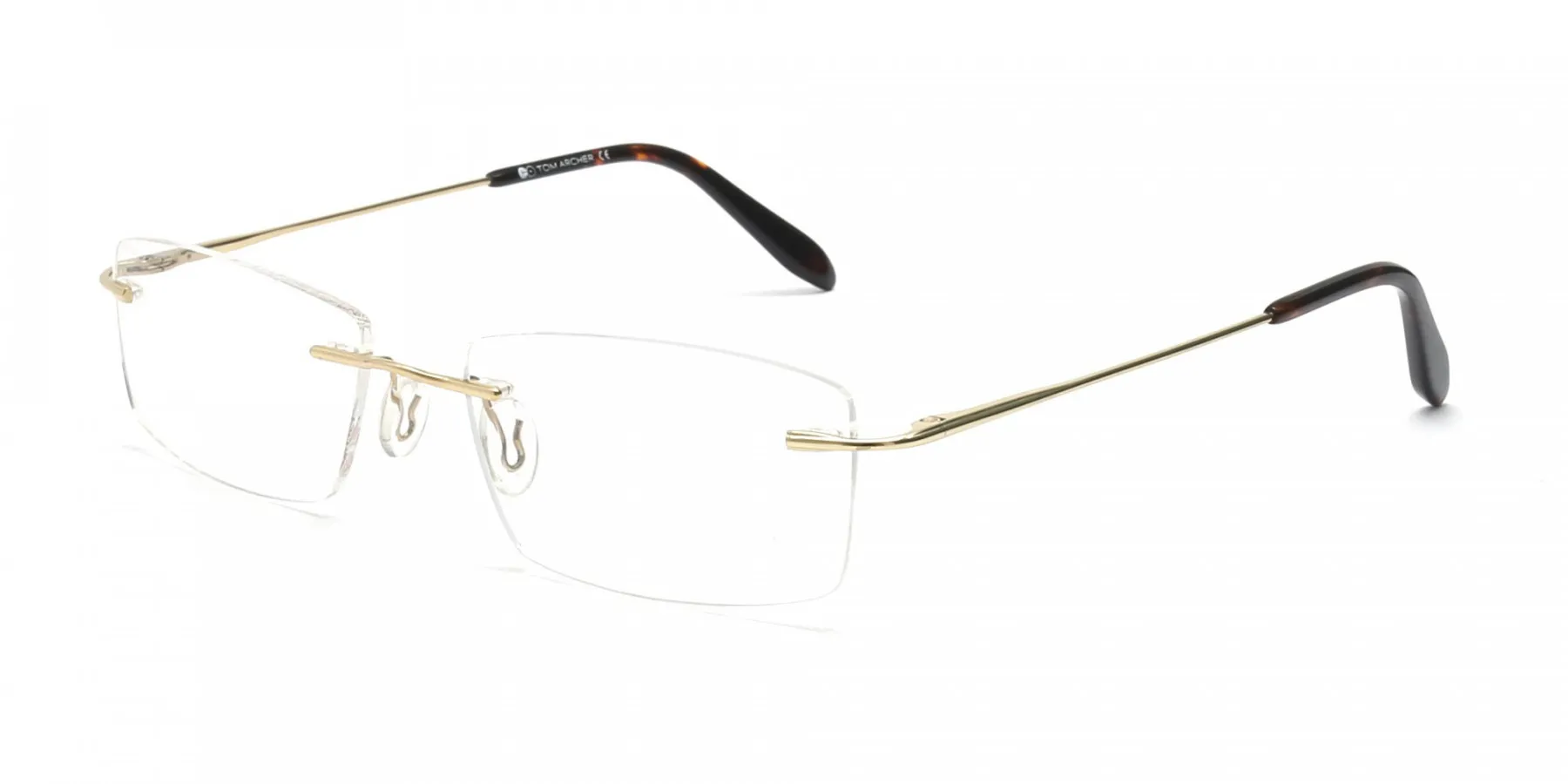 gold rimless metal frame glasses-2